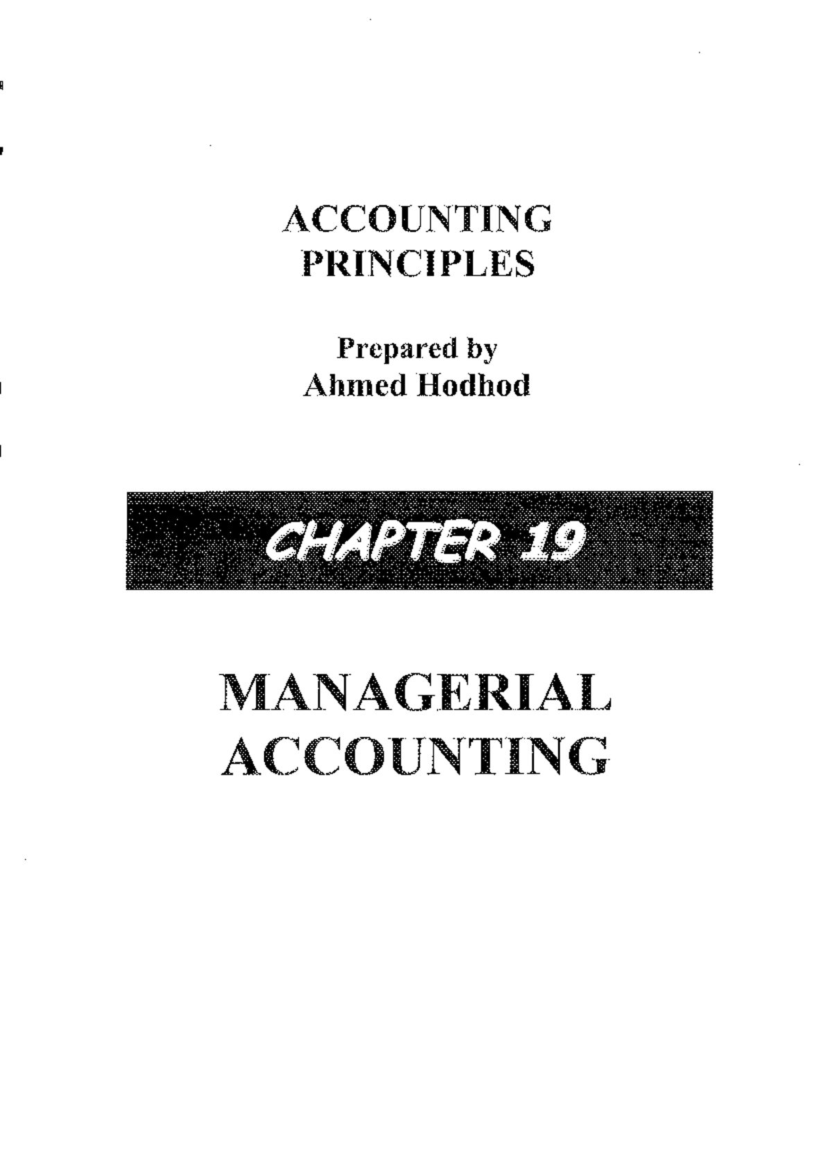 Ch.19 Managerial Accounting Accounting principles Studocu