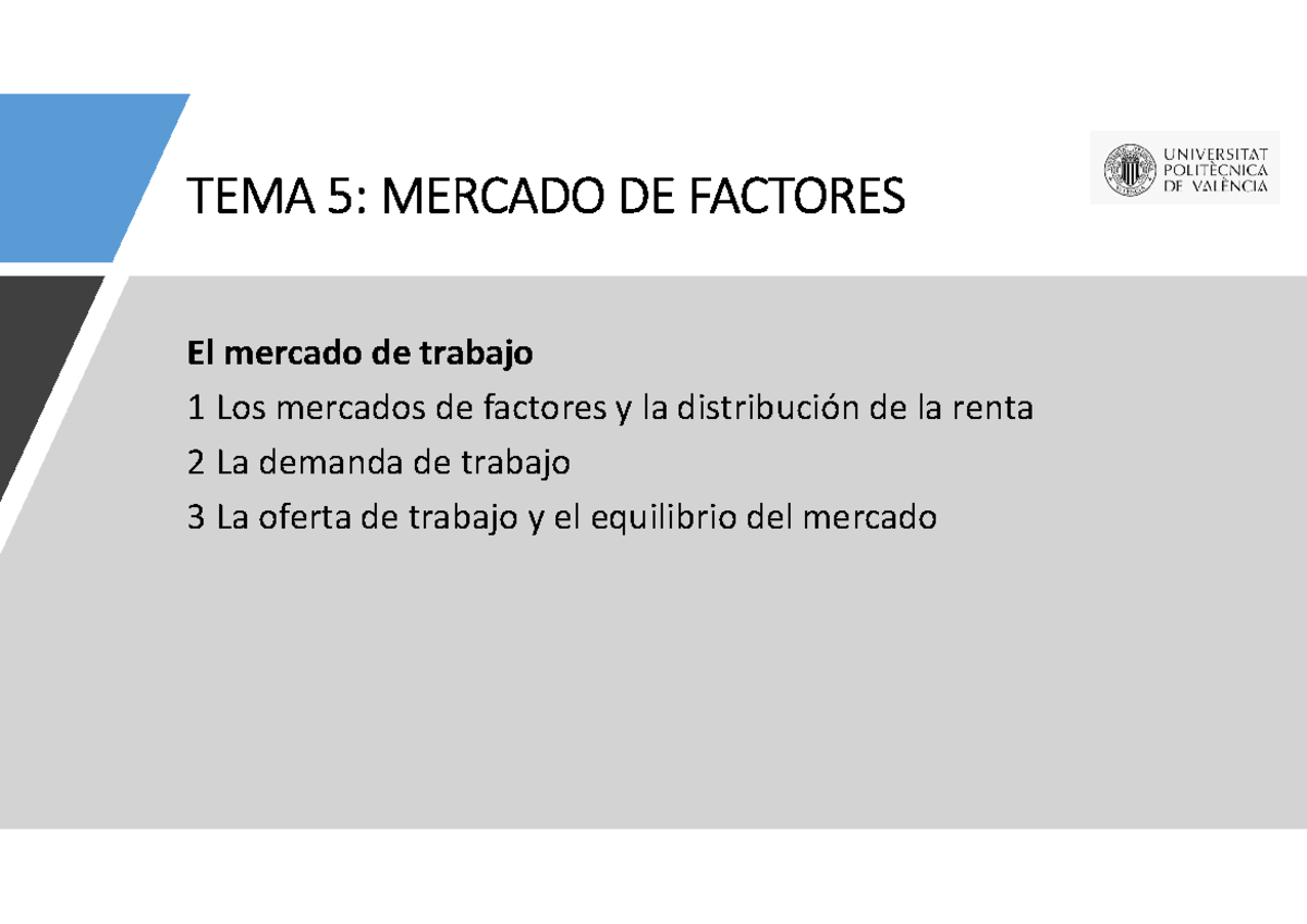 TEMA 5 Mercado DE Trabajo Microeconomia - TEMA 5 : MERCADO DE FACTORES ...