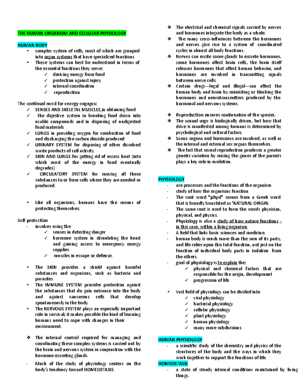 General Physiology Cellular - THE HUMAN ORGANISM AND CELLULAR ...