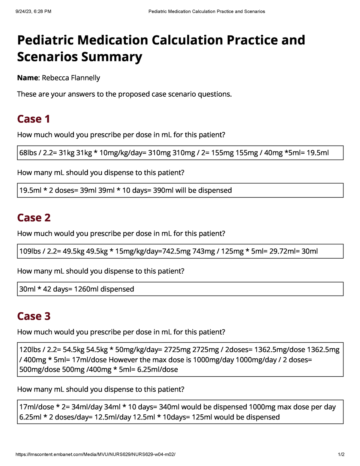 Pediatric Medication Calculation Practice And Scenarios - Embanet/Media ...