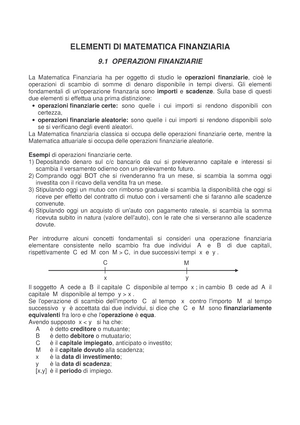 Elementi di matematica finanziaria riassunto matematica finanziaria - ELEMENTI  DI MATEMATICA - Studocu