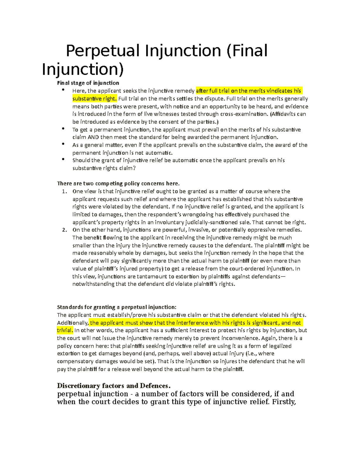 Perpetual Injunction Full trial on the merits settles the dispute
