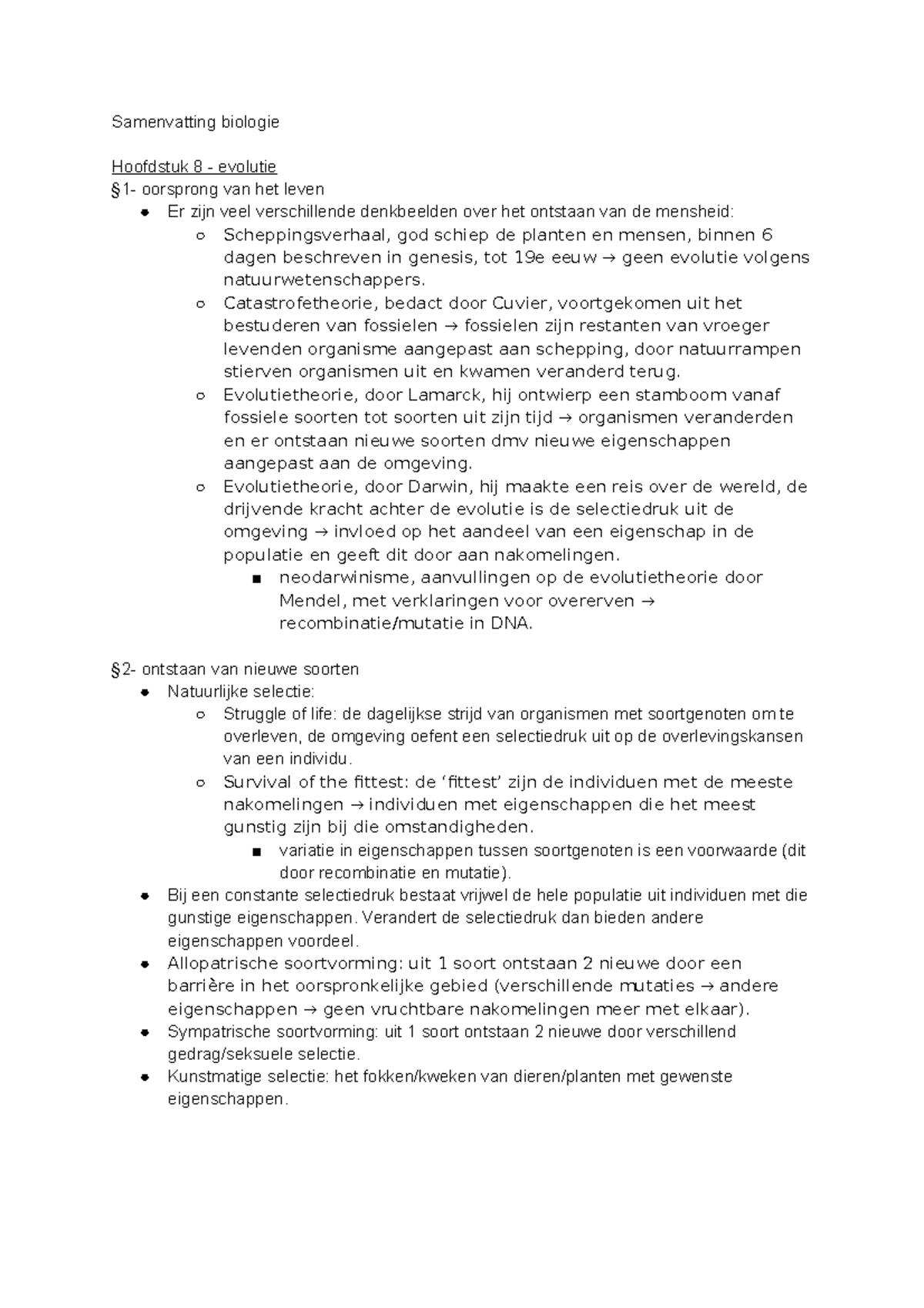 Samenvatting Biologie H8 En H1 - Samenvatting Biologie Hoofdstuk 8 ...