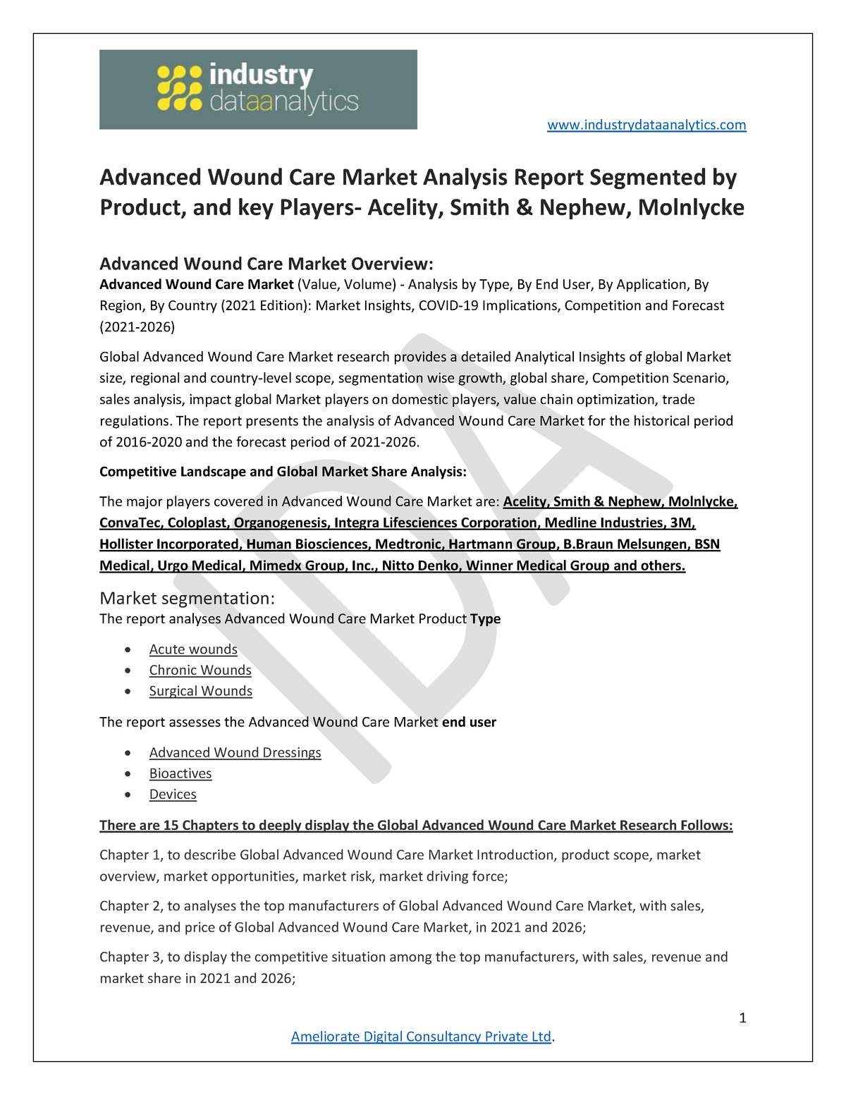 Advanced Wound Care Market Industry trends and Forecast by 2026 1