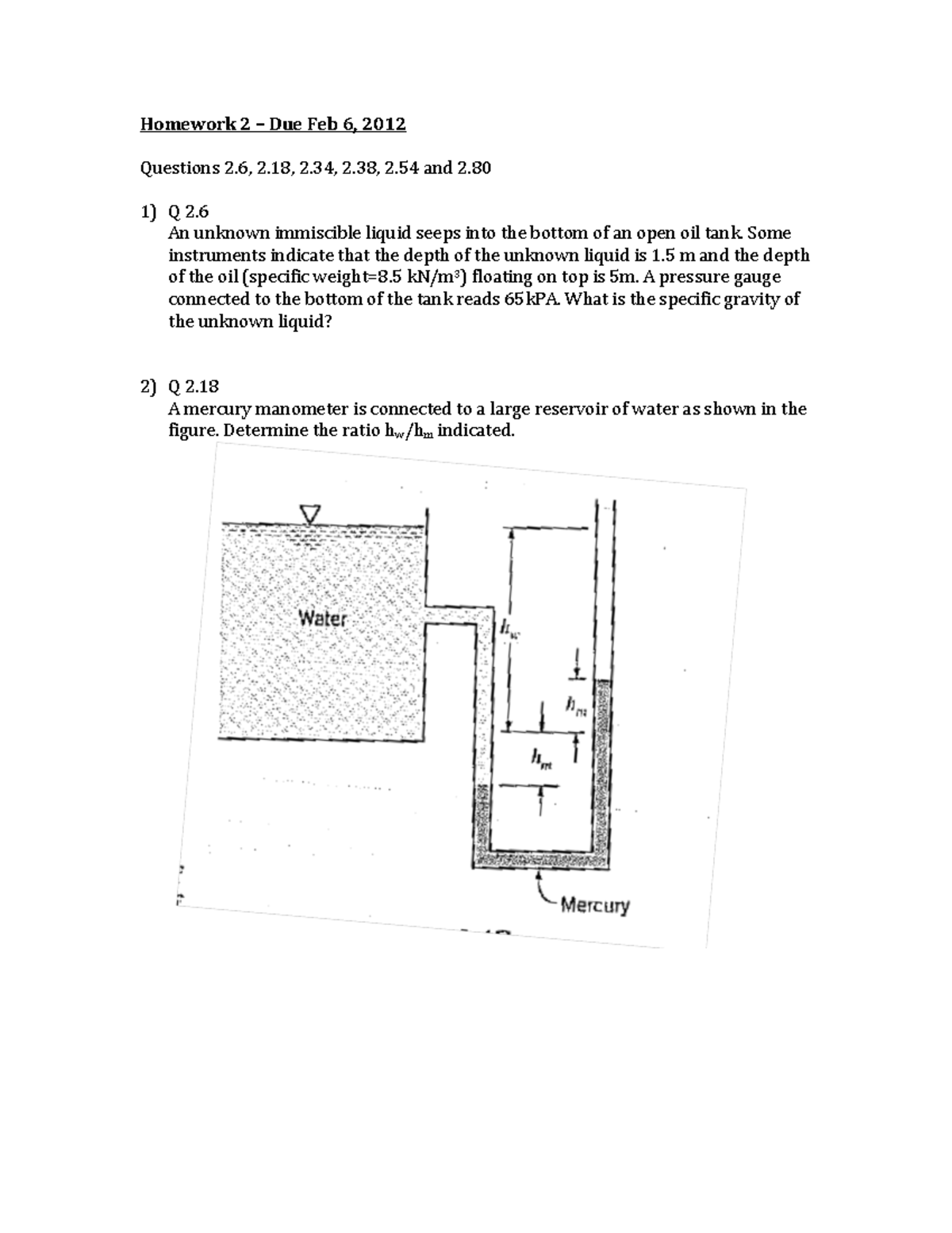 HW2 - Due Feb 6, 2013 - Homework 2 – Due Feb 6, 2012 Questions 2, 2, 2 ...