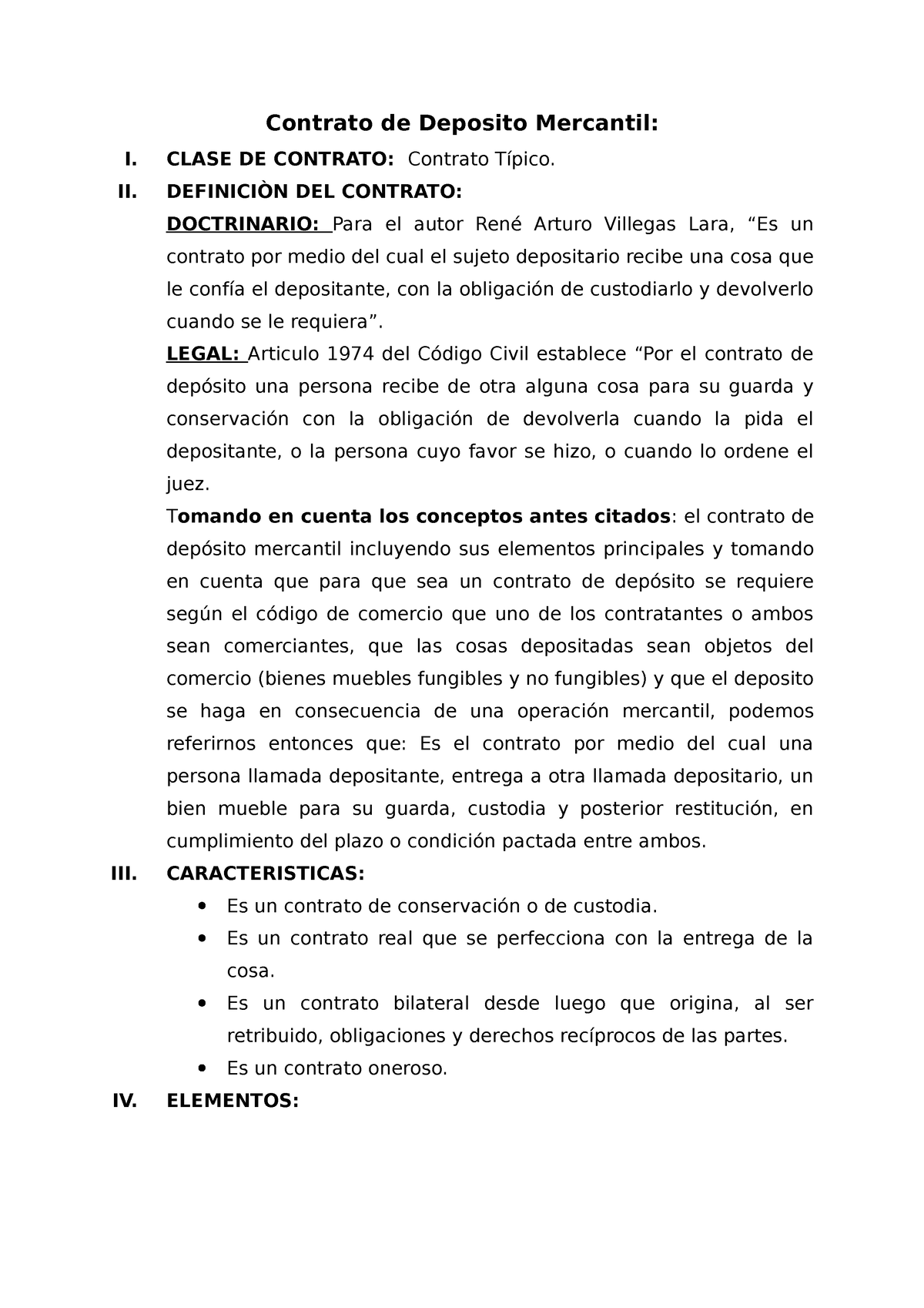 Contrato De Deposito Mercantil Clase De Contrato Contrato T Pico Ii Definici N Del Contrato