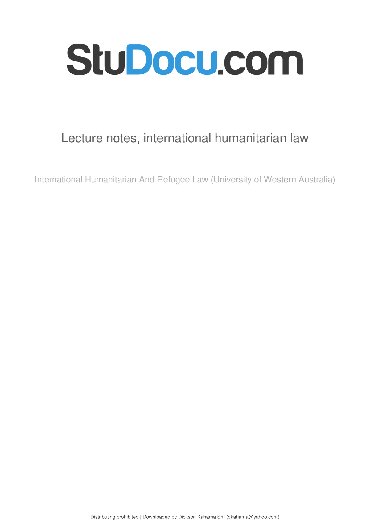 Lecture Notes International Humanitarian Law - Lecture Notes ...