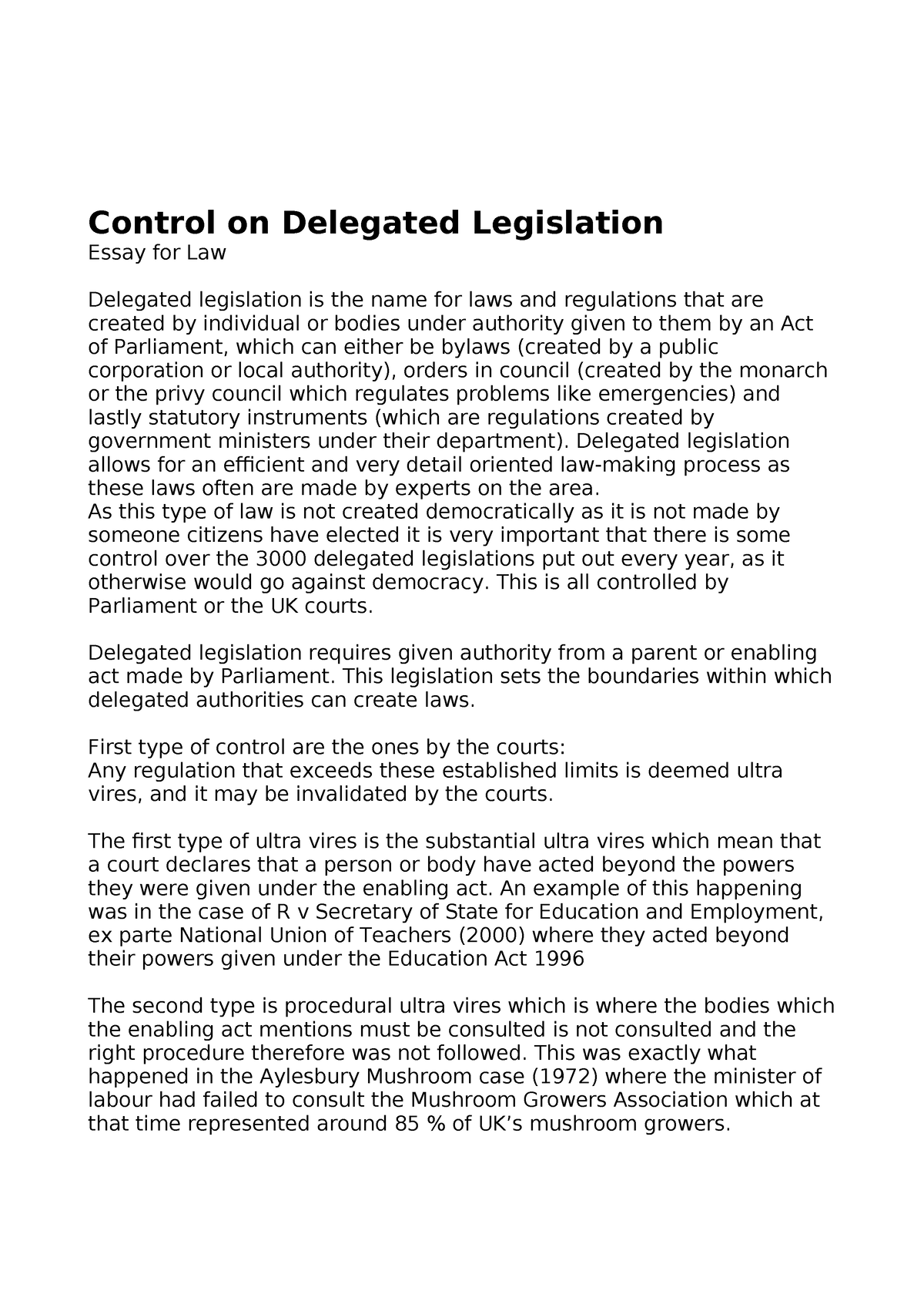 Control On Delegated Legislation - Delegated Legislation Allows For An ...