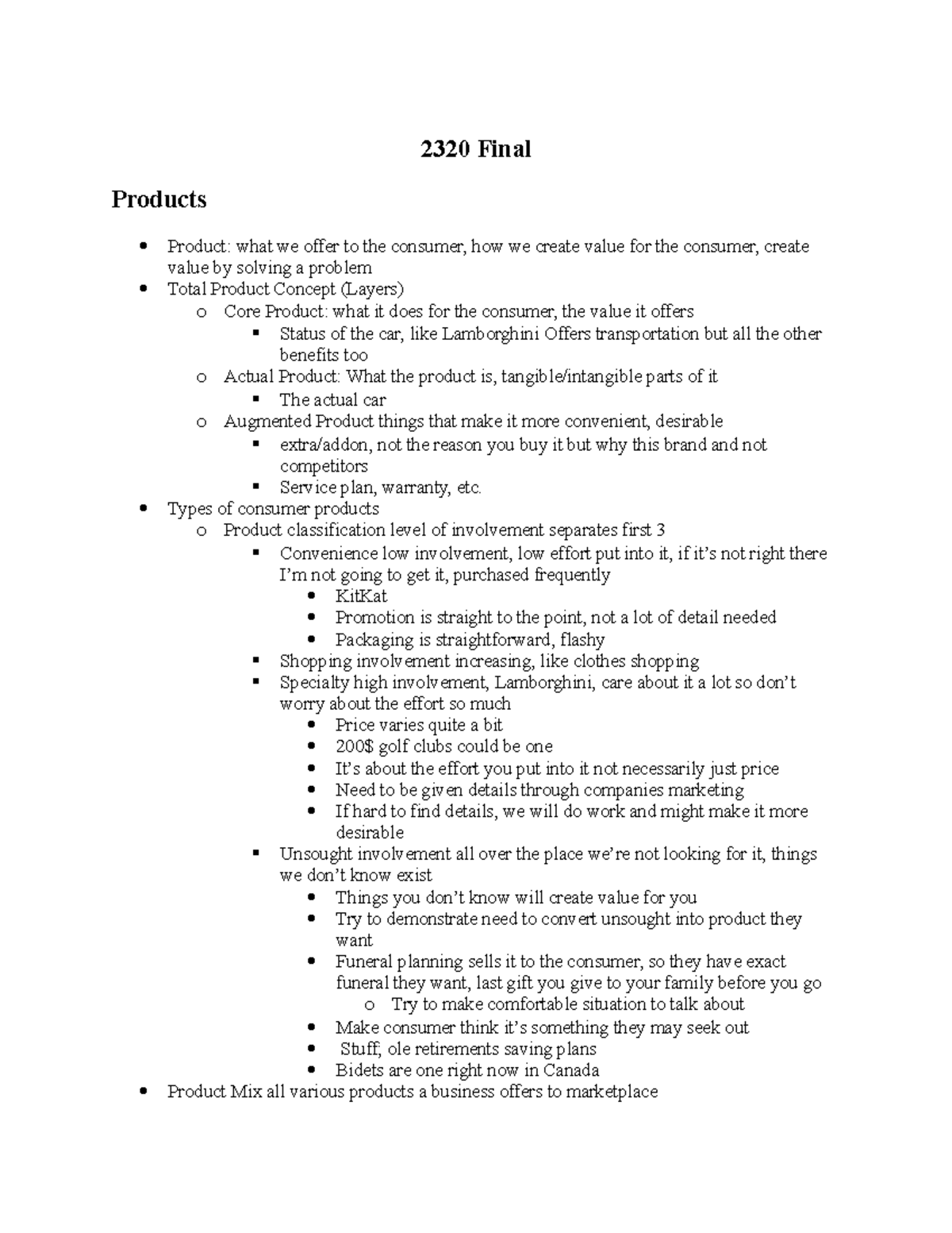 2320 Final - 2320 Final Products Product: what we offer to the consumer ...