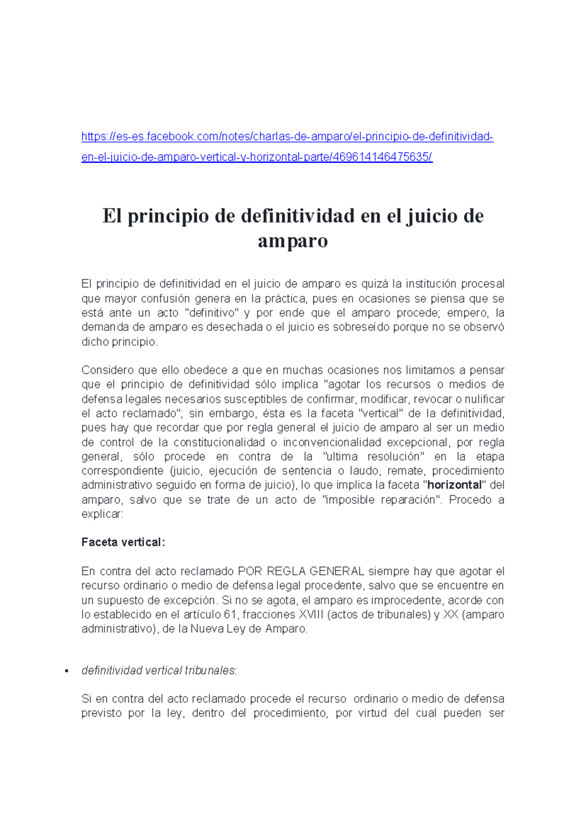 3.1 Principio de la definitividad en el juicio de amparo - - Studocu