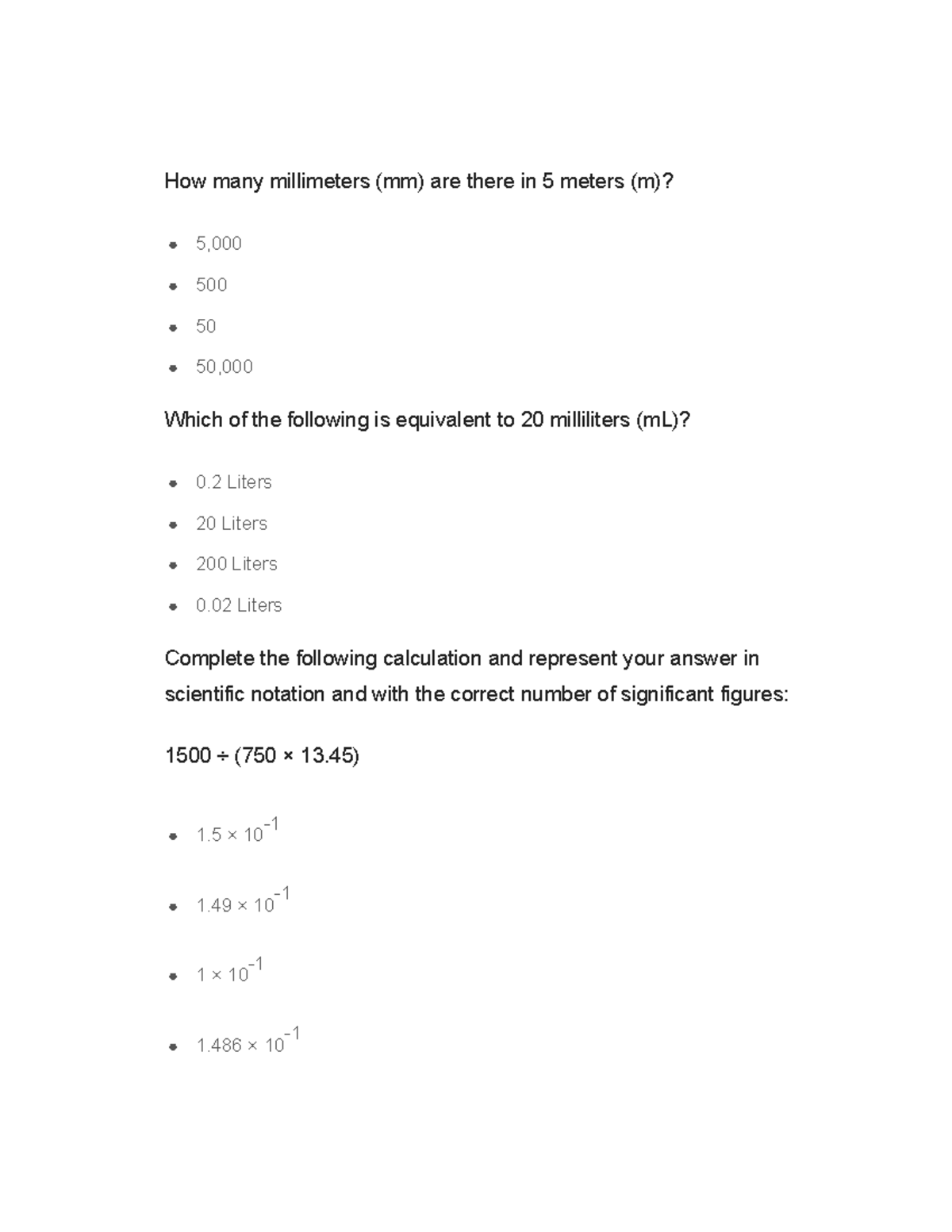 Chemistry Exam Prep - How many millimeters (mm) are there in 5 meters ...