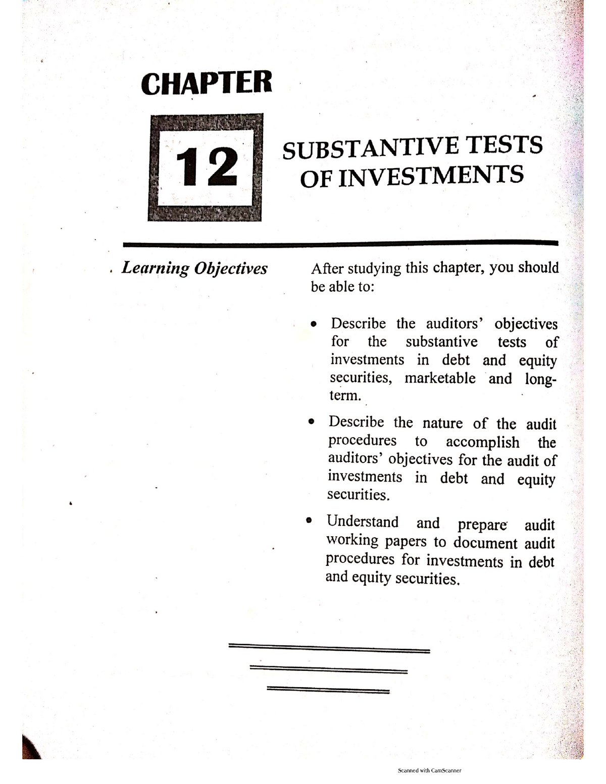 Audit OF Investments Cabrera - Accountancy - Studocu