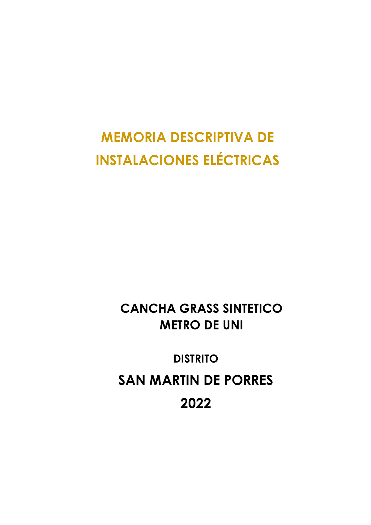 Mem. Desc. Eceltricos - Memoria Descriptiva De Instalaciones Electricas ...