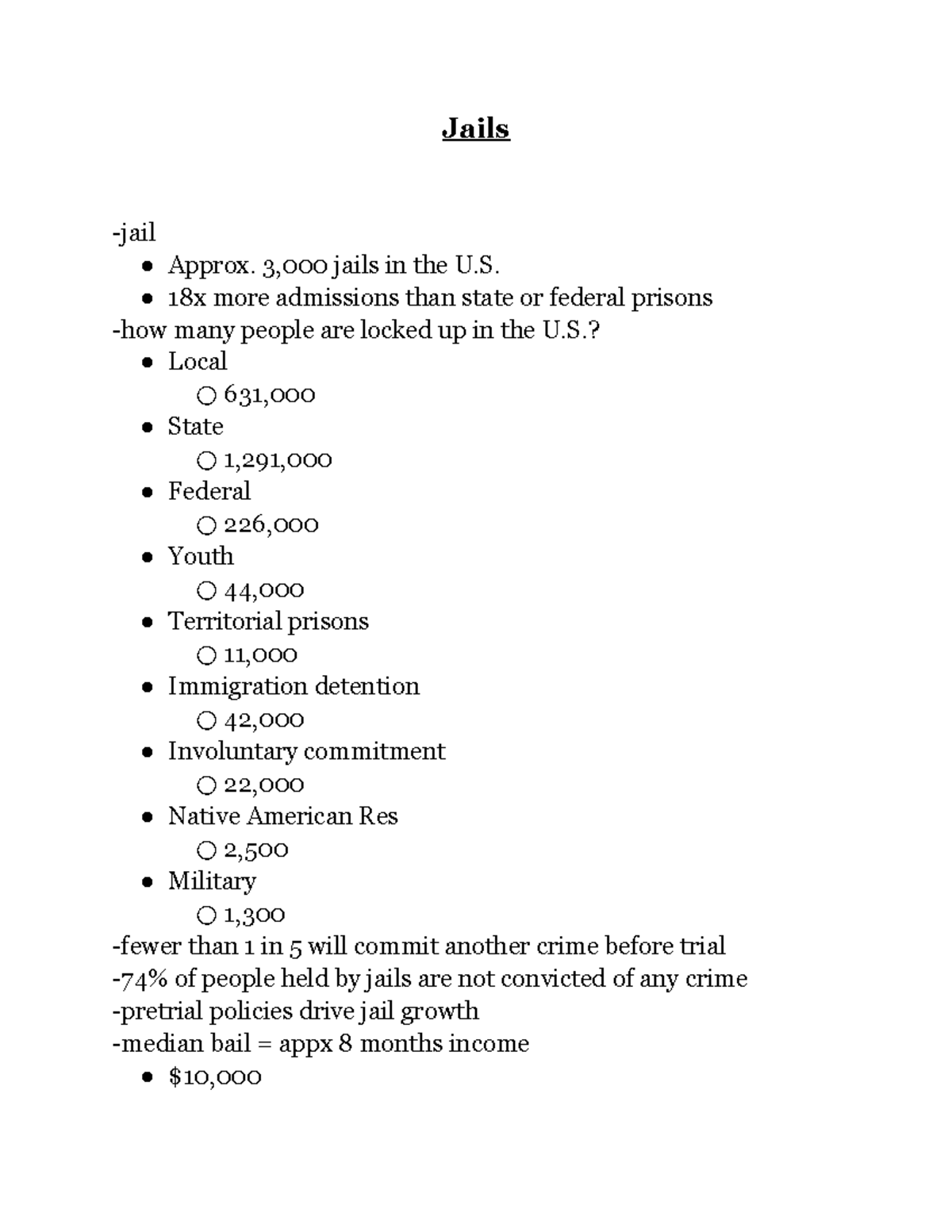 Jails CRJC 220 - Jails -jail Approx. 3,000 jails in the U. 18x more ...