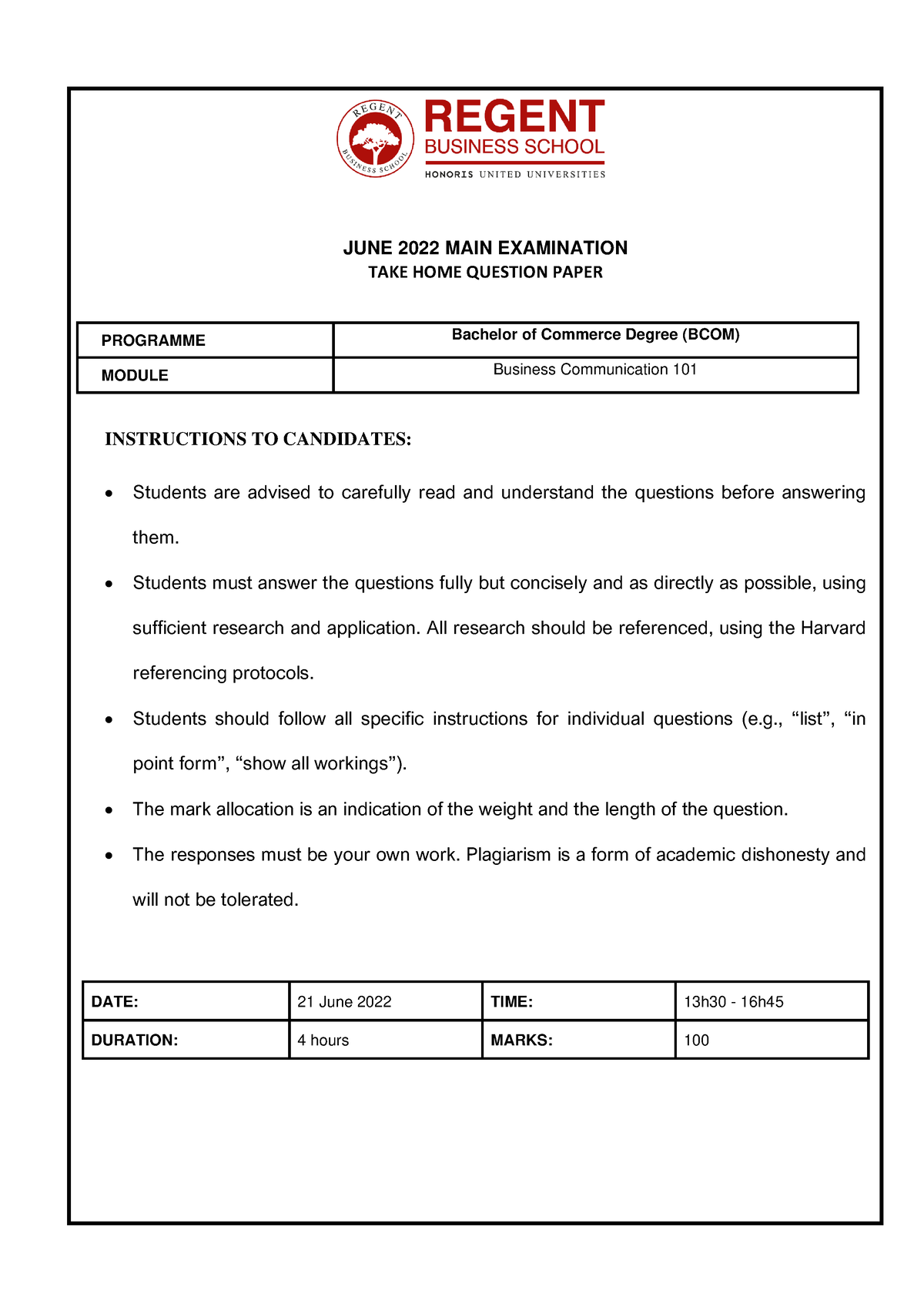 business communication 101 assignment