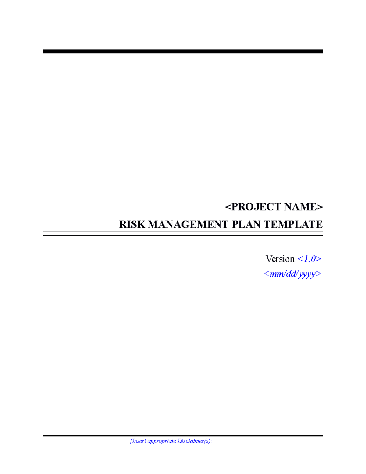 Risk Management Plan - RISK MANAGEMENT PLAN TEMPLATE Version - Studocu