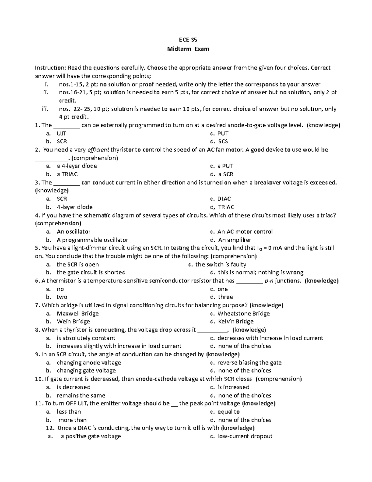 ECE 35 Midterm Exam Printing - ECE 35 Midterm Exam Instruction: Read ...