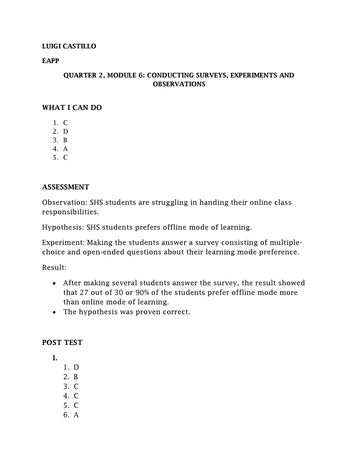 conducts surveys experiments or observations module