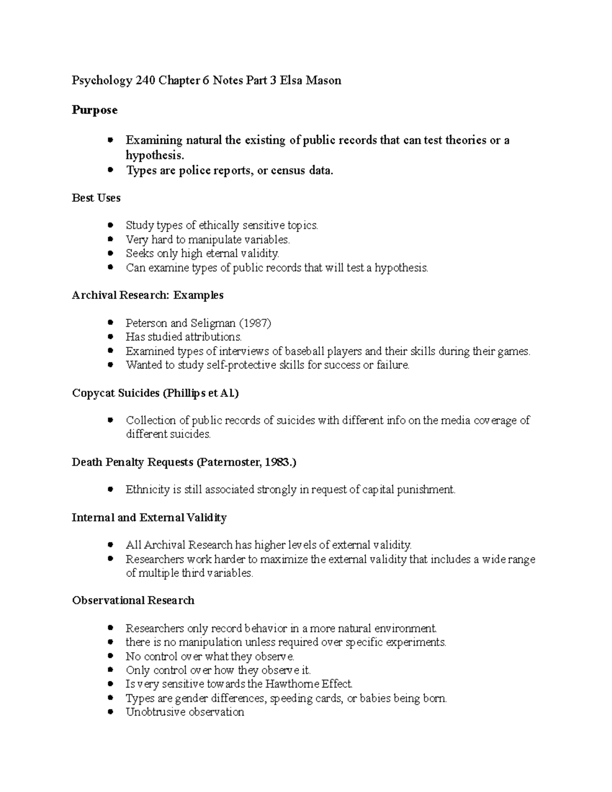 Psychology 240 Chapter 6 Notes Part 3 Elsa Mason - Psychology 240 ...
