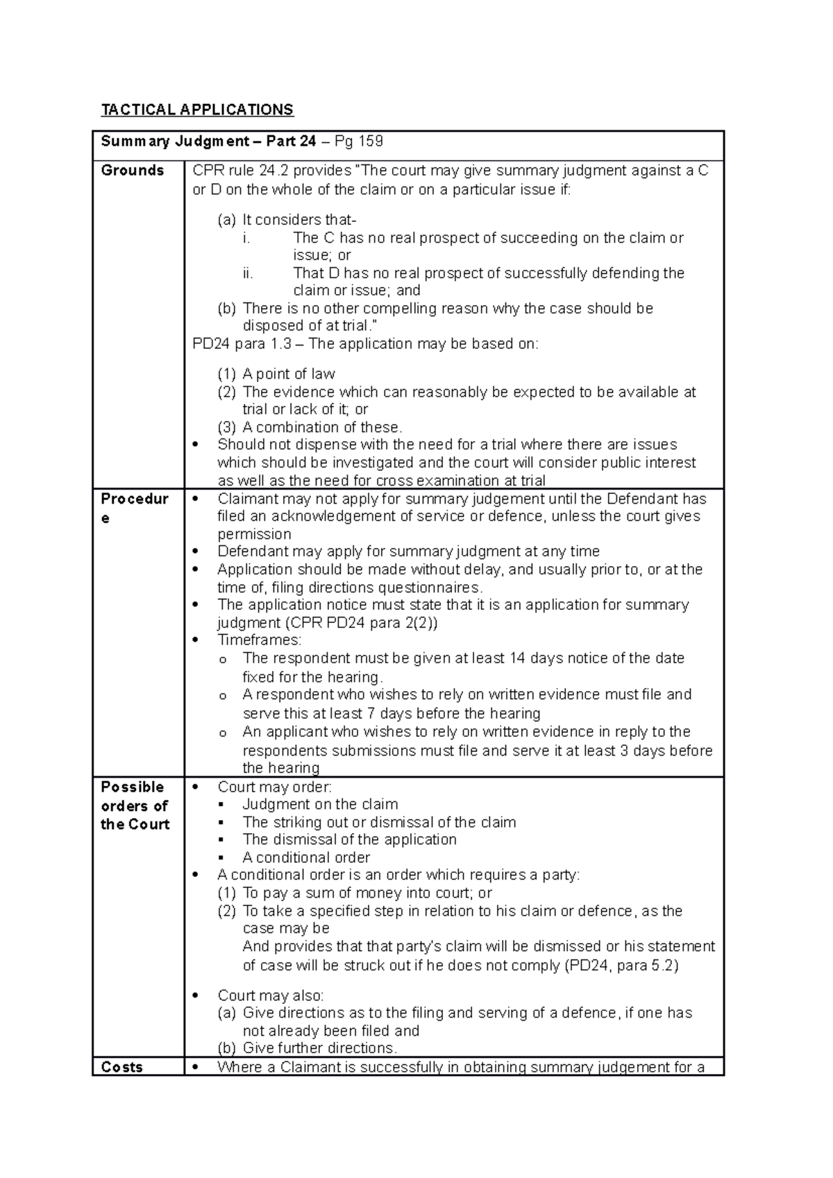 Tactical Applications - TACTICAL APPLICATIONS Summary Judgment – Part ...