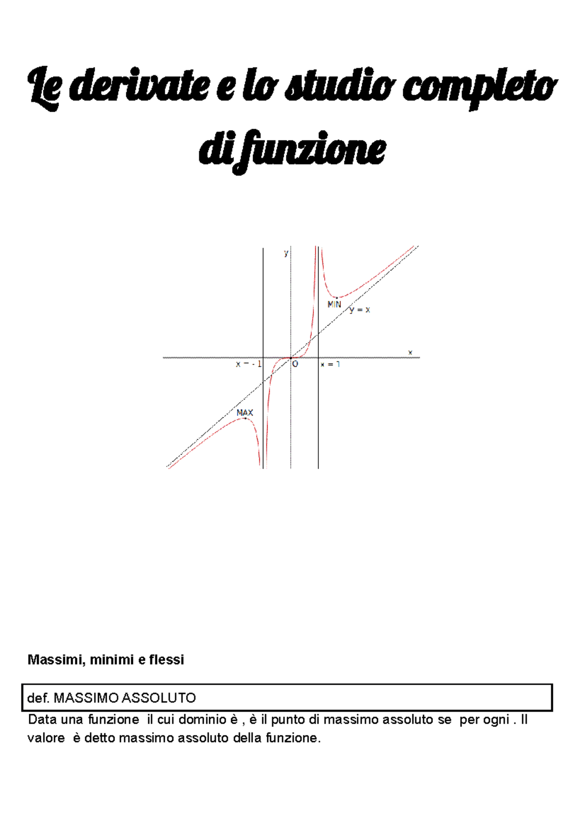 Derivate e studio completo di funzione - Le derivate e lo studio