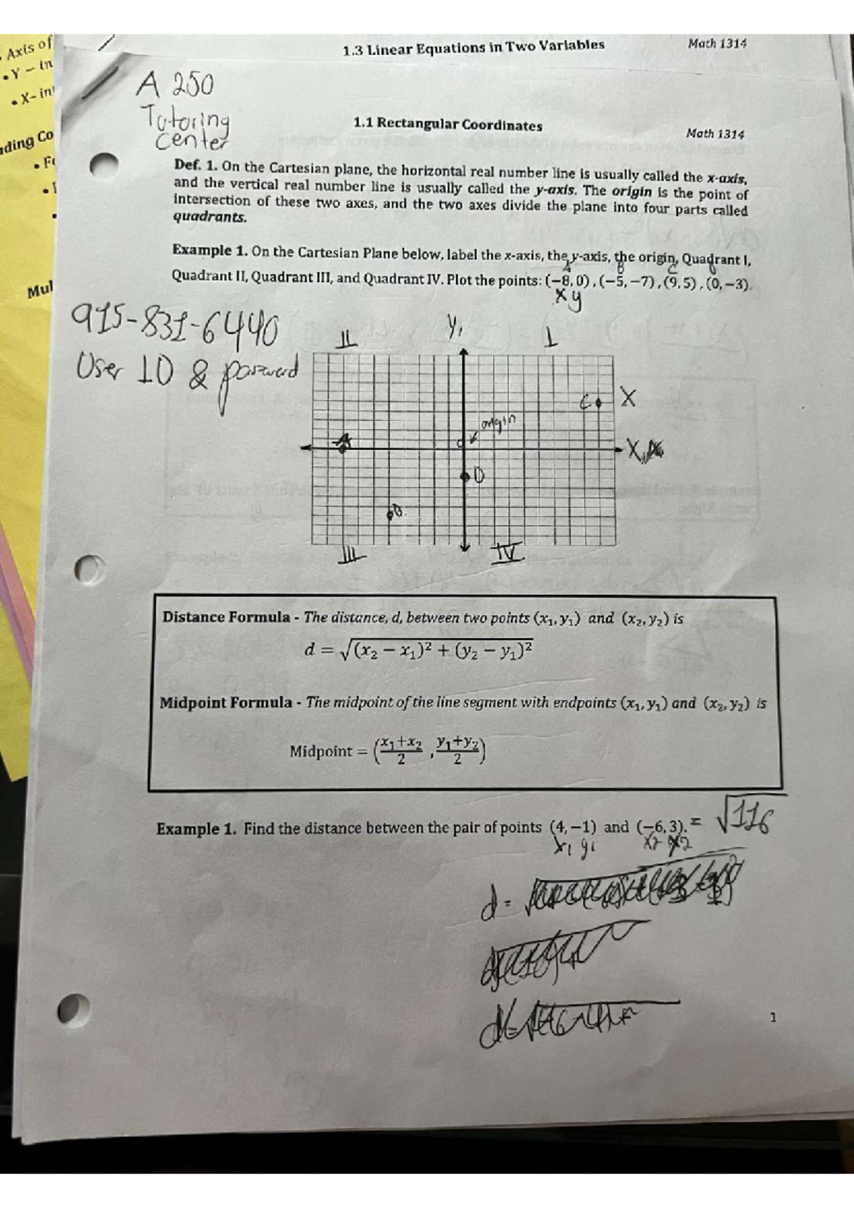 Rectangular coordinates - MATH 1314 - Studocu