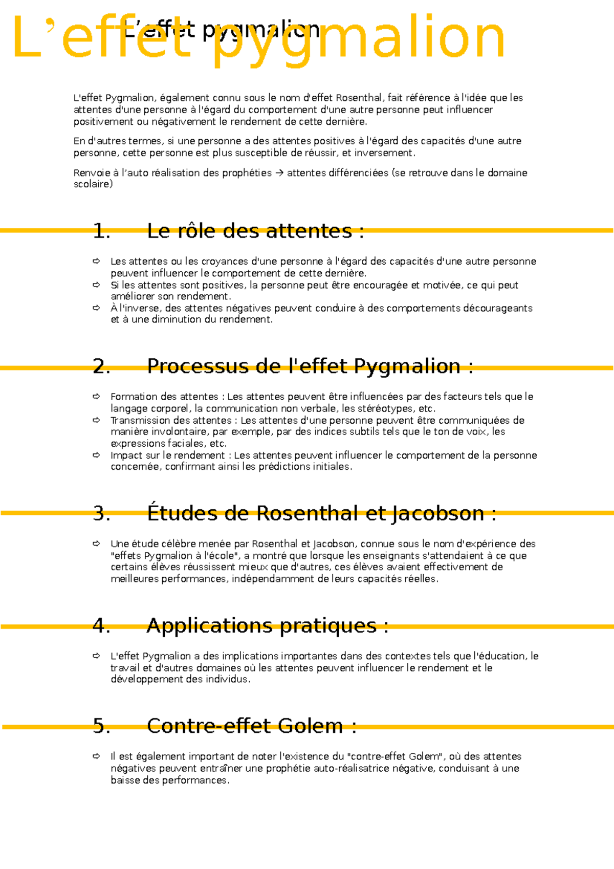 Fiche Effet Pygmalion - L'effet Pygmalion, également connu sous le nom ...