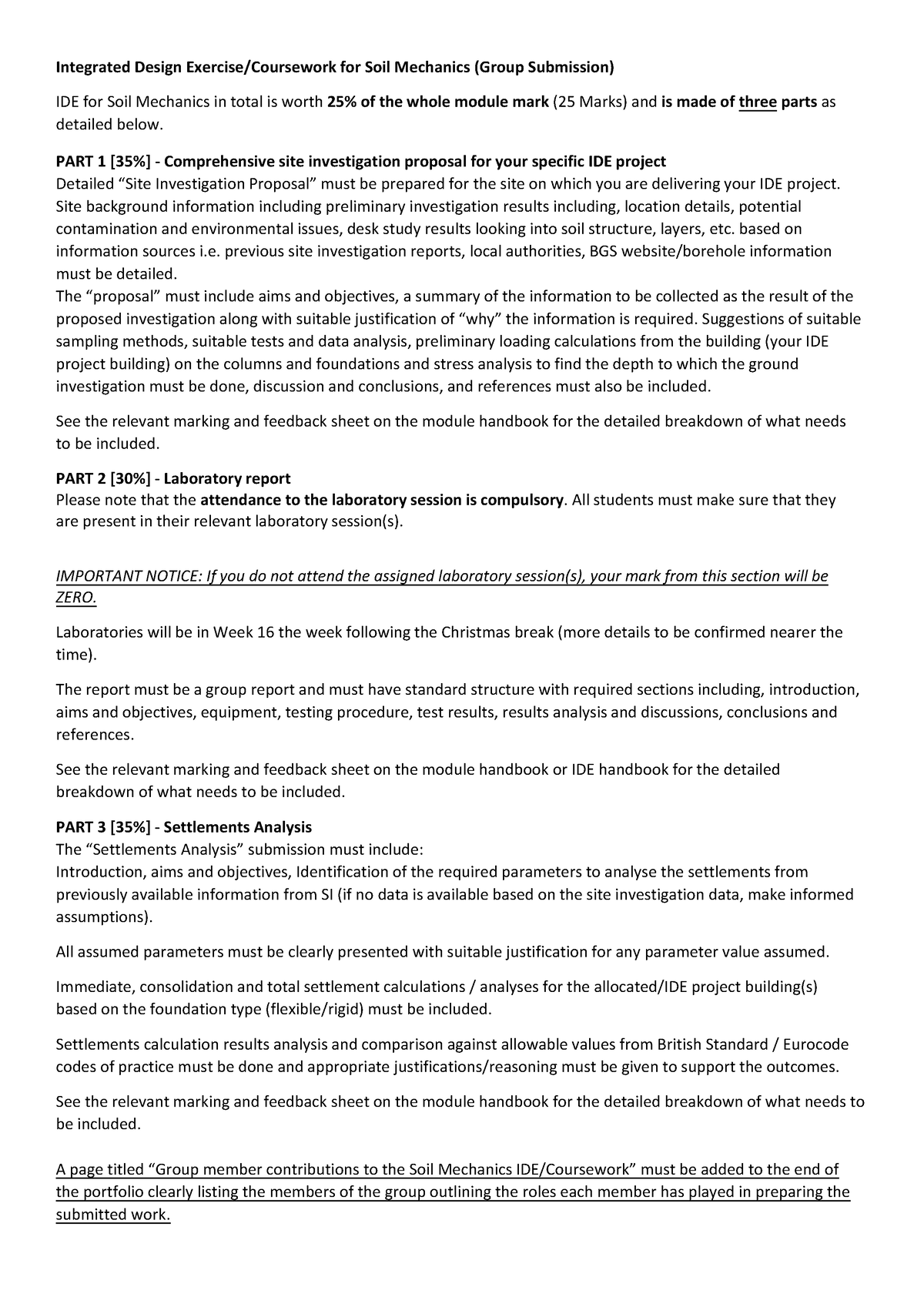 Integrated Design Exercise for Soil Mechanics further detailed ...