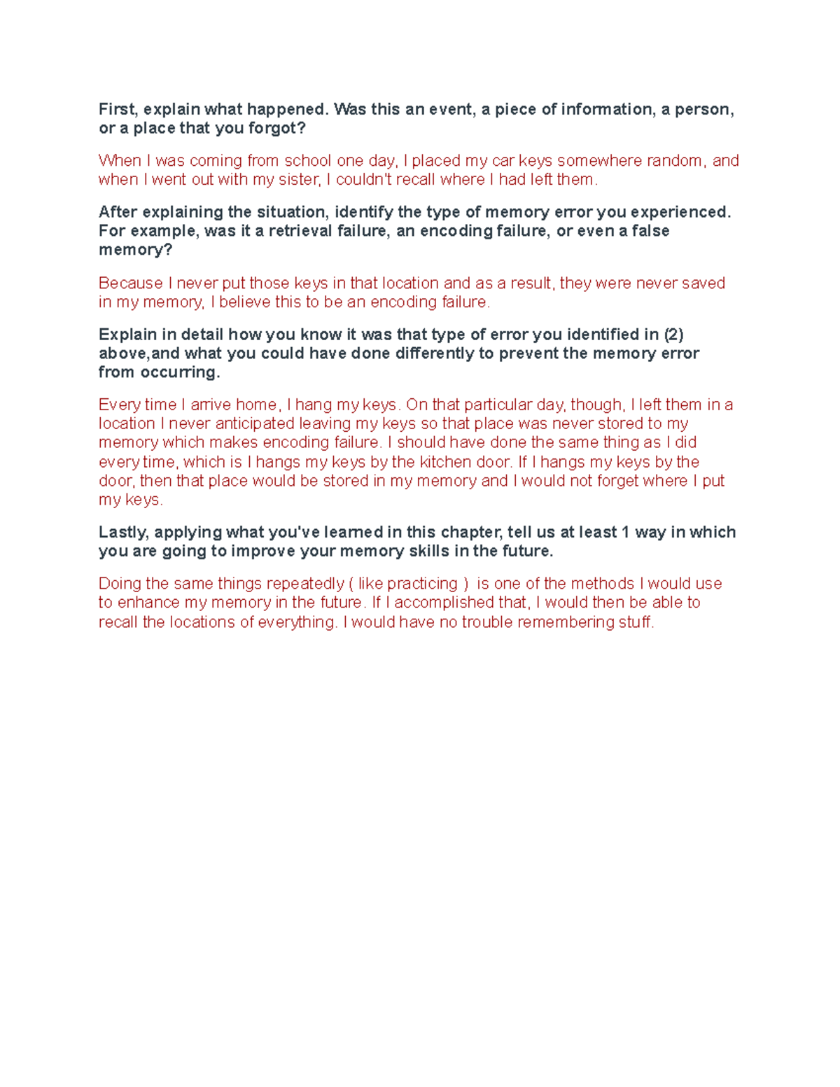 Reflection on Memory (1) - MATH 095 - UNLV - Studocu