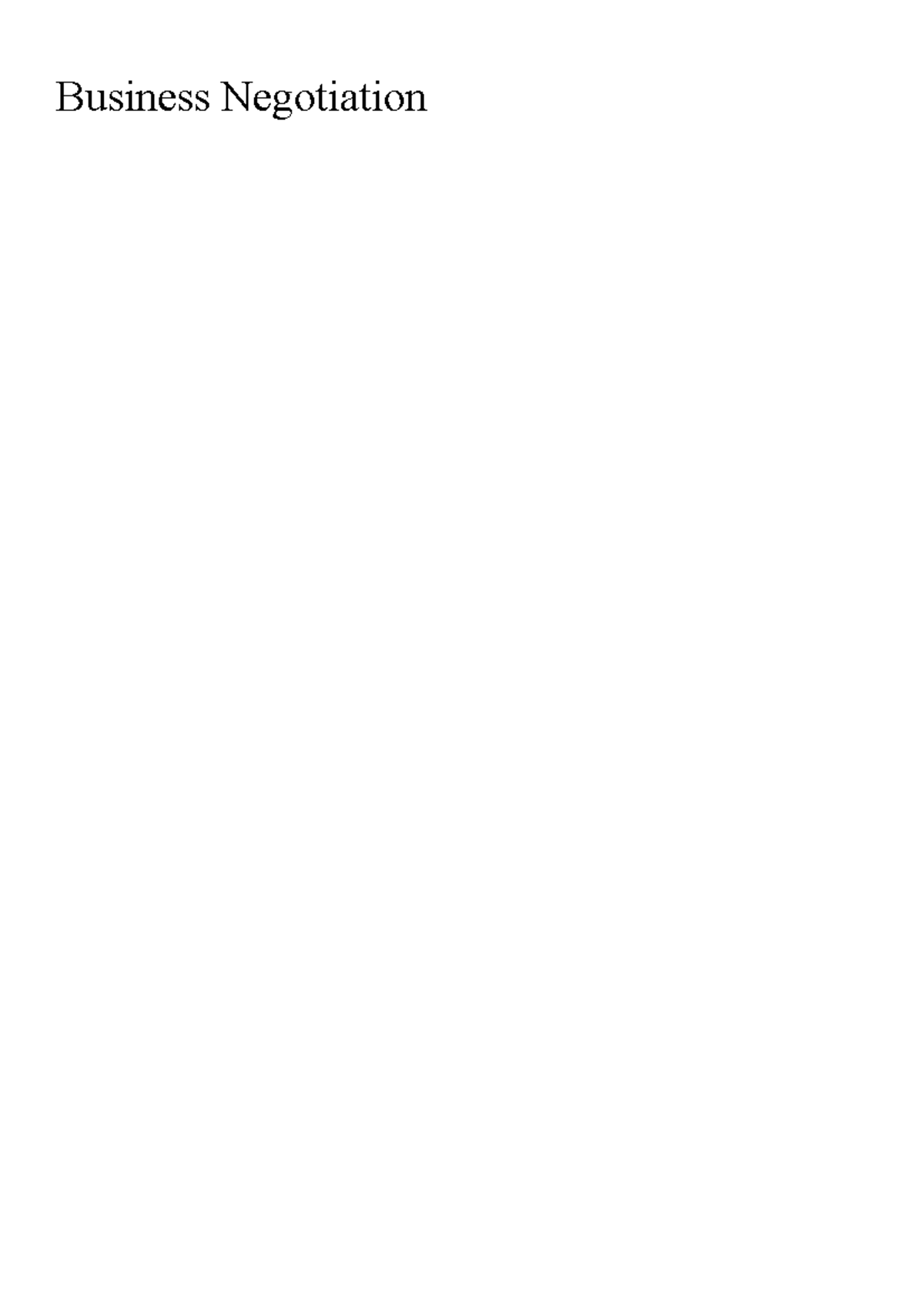 Business Negotiation notes - Business Negotiation BUSINESS NEGOTIATIONS ...