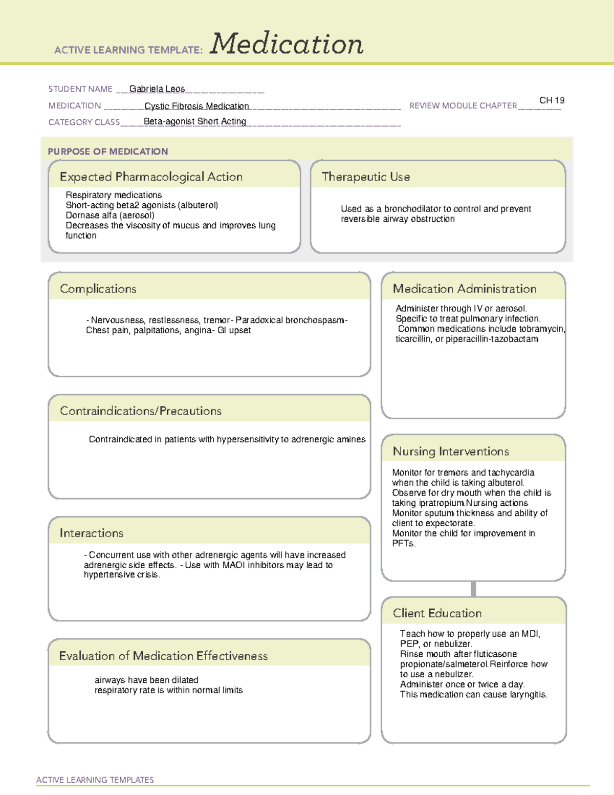 ATI remediation Cystic Medication - ACTIVE LEARNING TEMPLATES ...