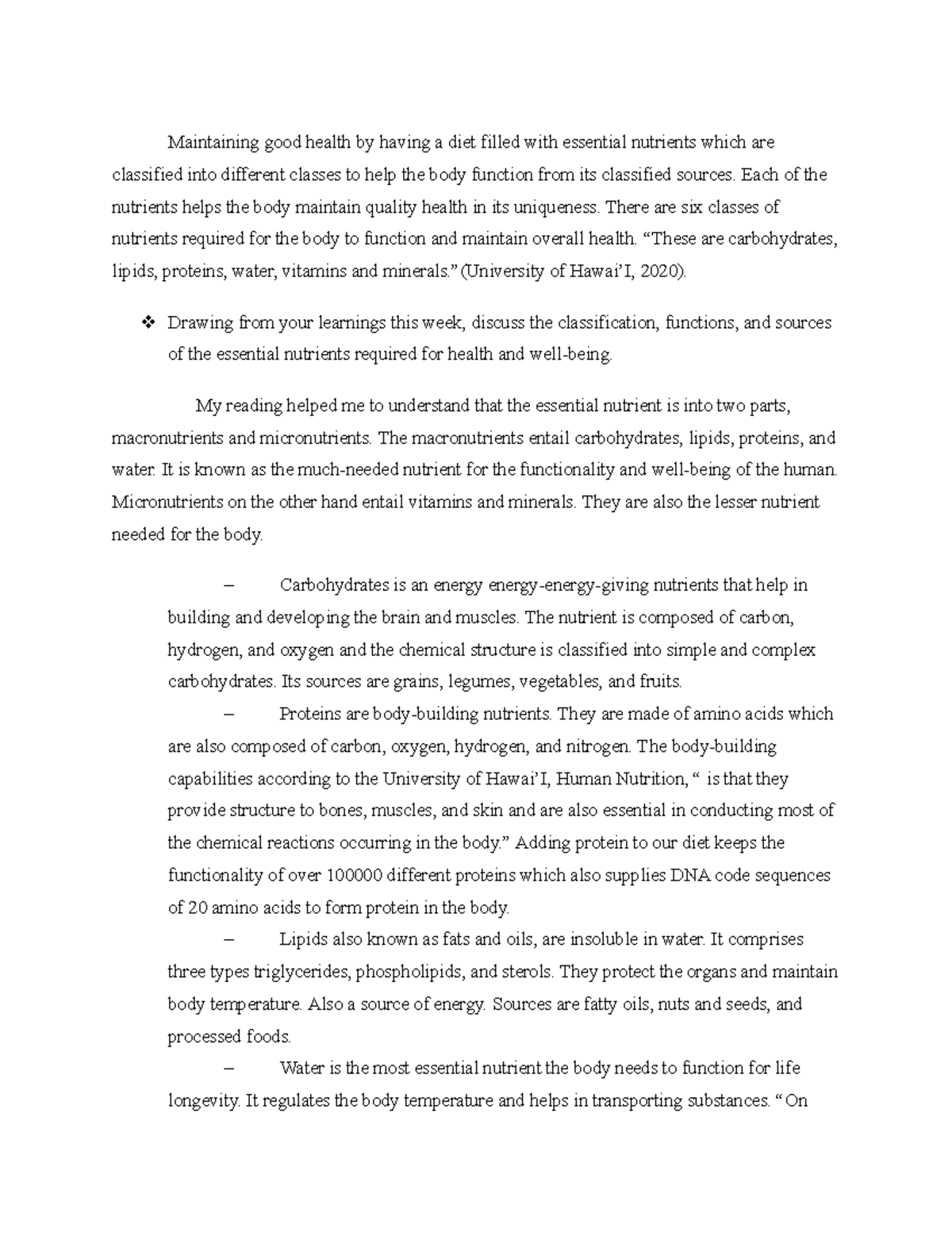 HS2611 Assignment 1 - Maintaining good health by having a diet filled ...