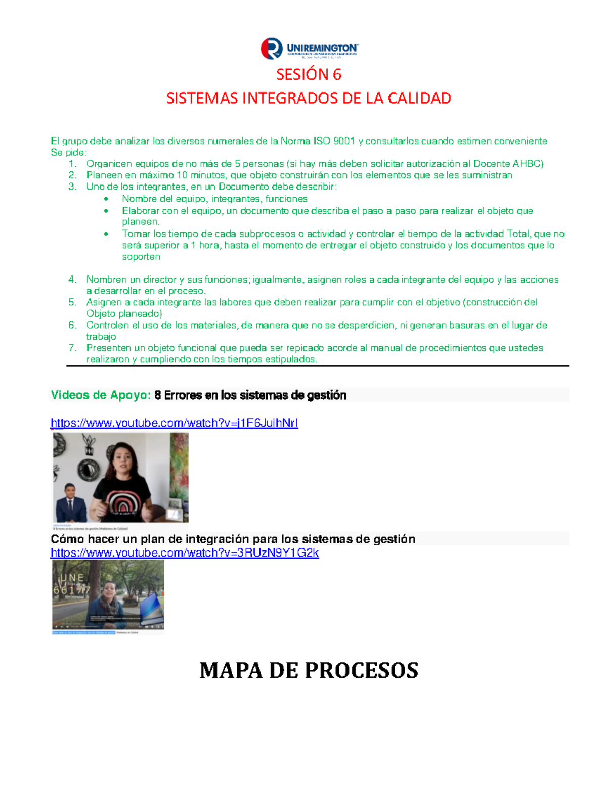 Sesión 6 sistemas integrados de calidad mapa de procesos aplicado en ...