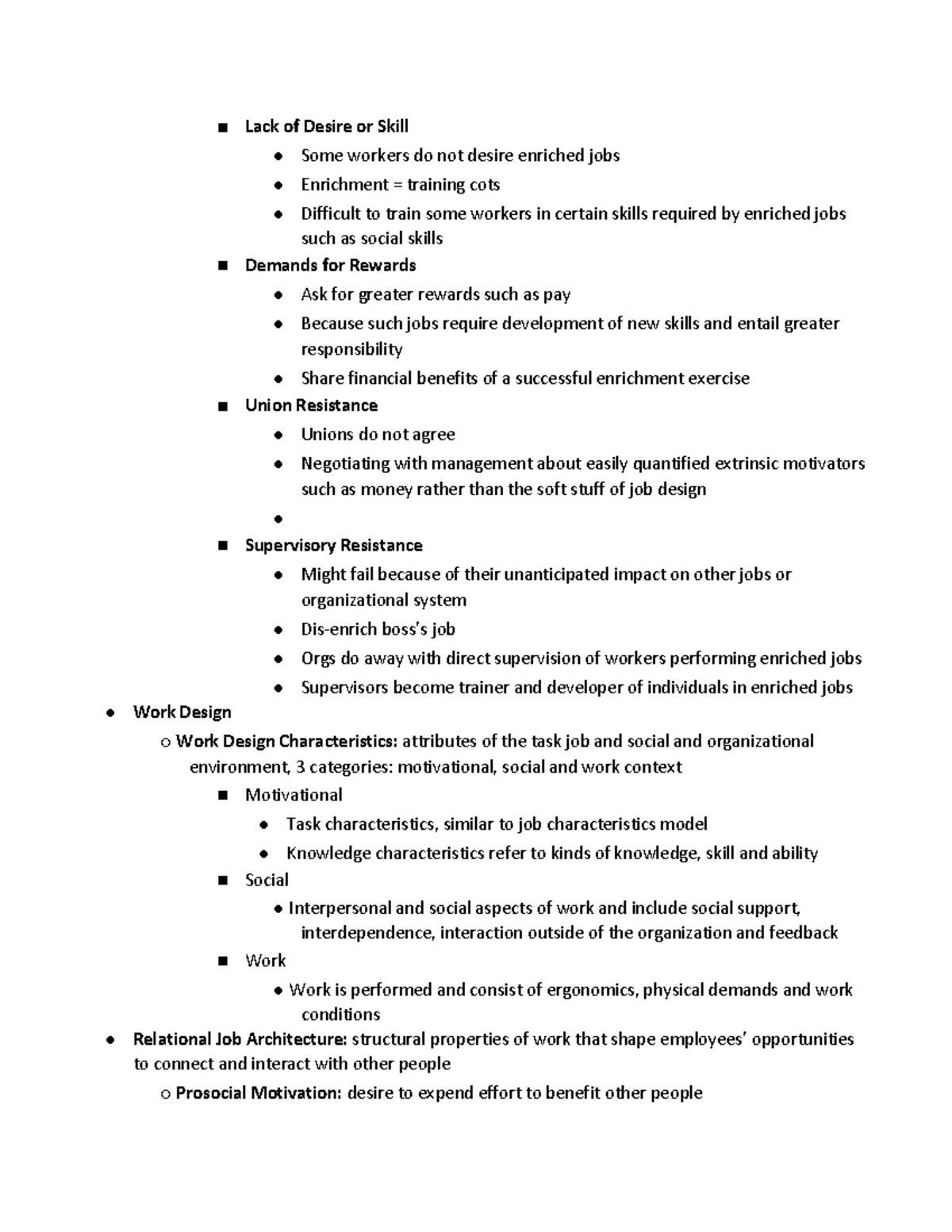 BU288 Notes 5560 Lack of Desire or Skill Some workers do not desire