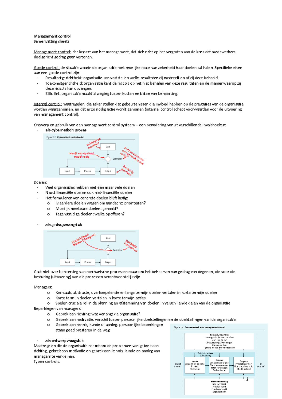 Samenvatting MCL Sheets - Management Control Samenvatting Sheets ...