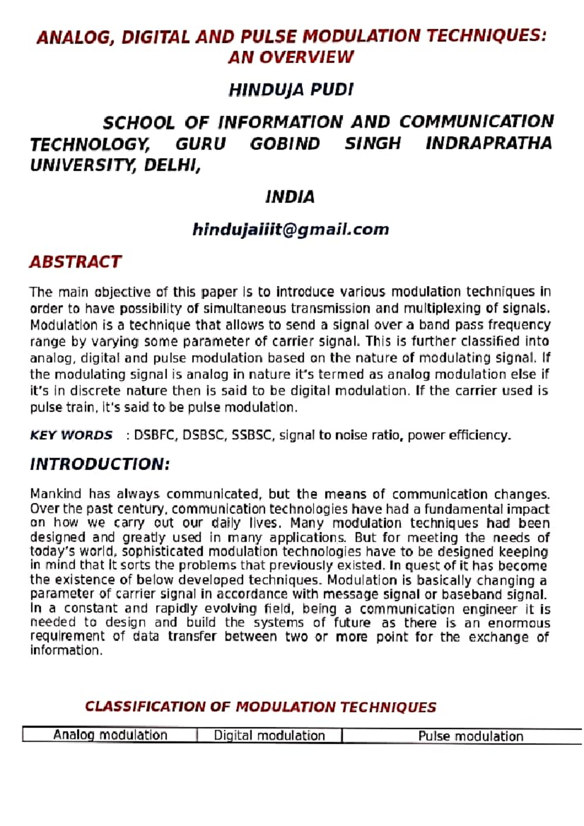 All Modulation Techniques - Electrical and Electronic Engineering - Studocu