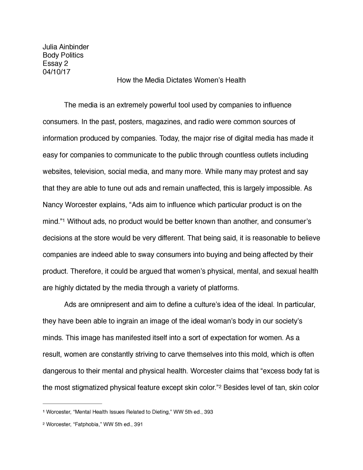 essay about women's health
