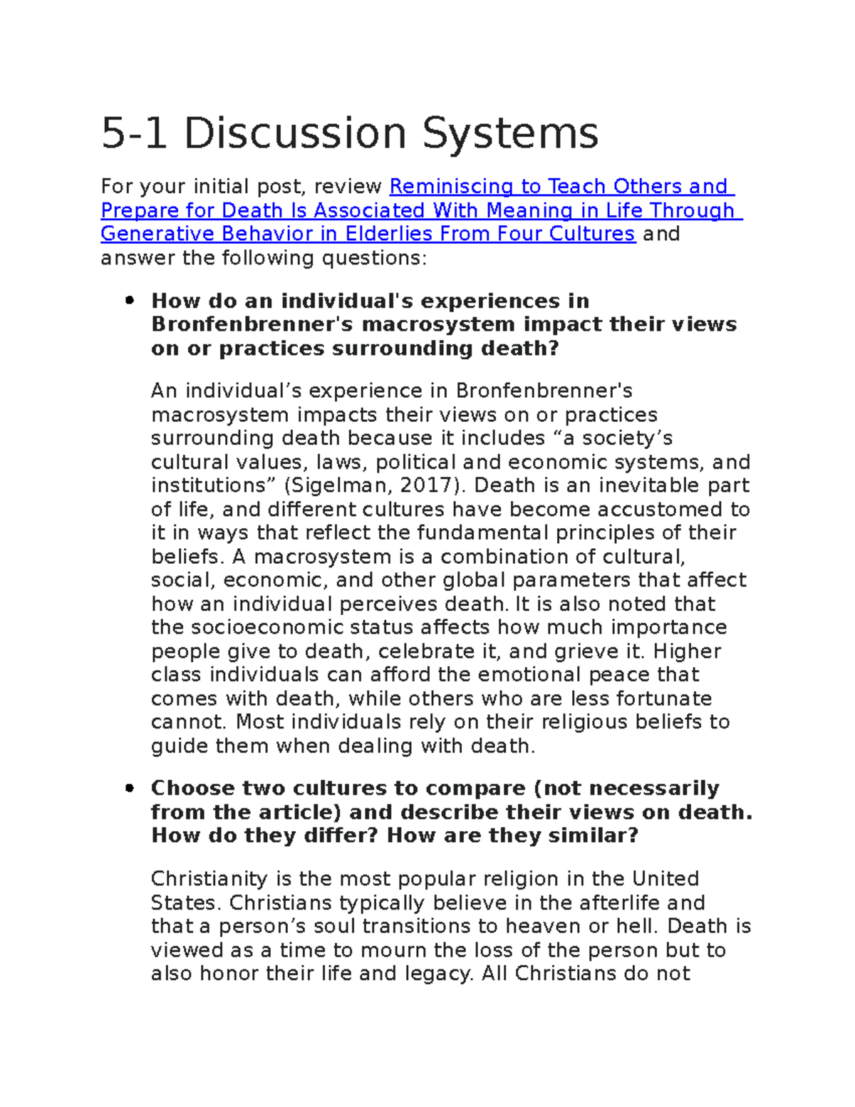 5-1 Discussion-Systems - 5-1 Discussion Systems For your initial post ...