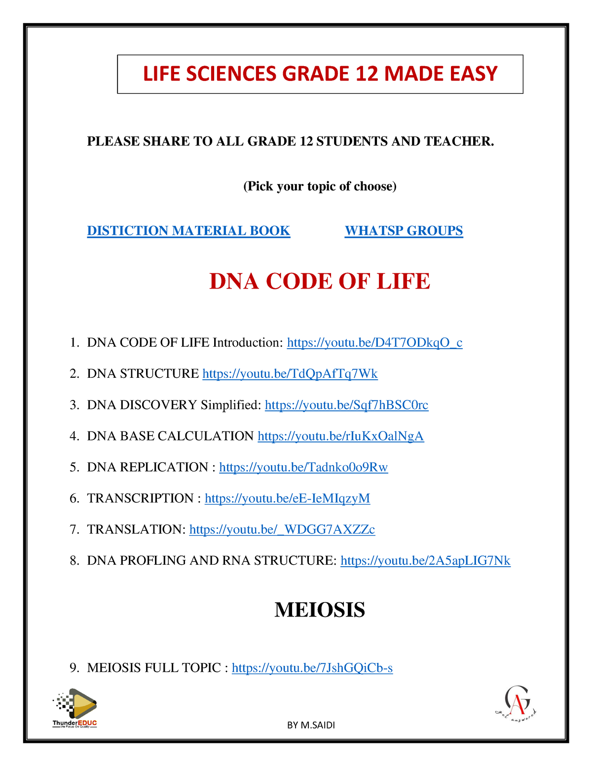 life science assignment grade 12