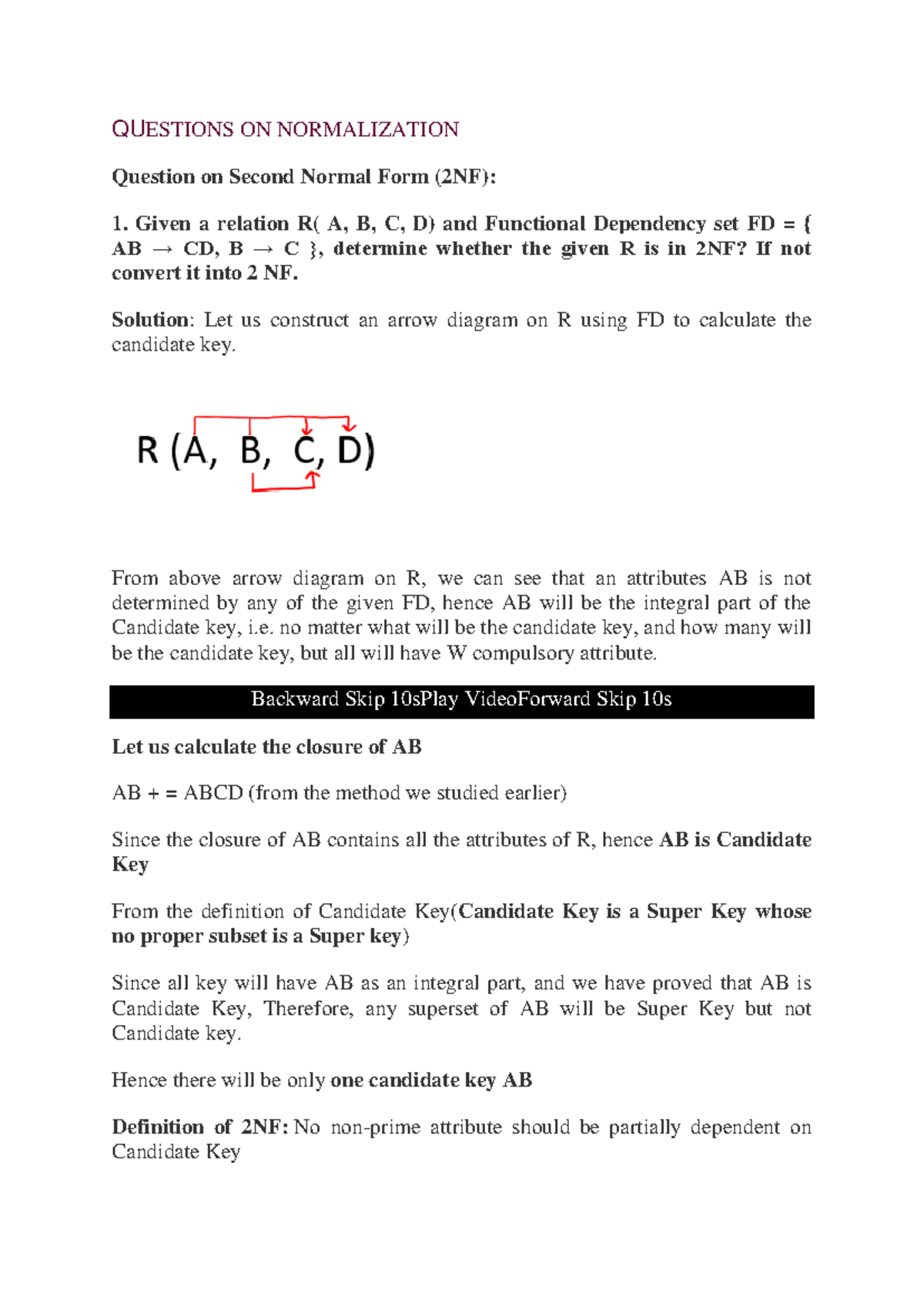 Questions ON Normalization - QUESTIONS ON NORMALIZATION Question on ...