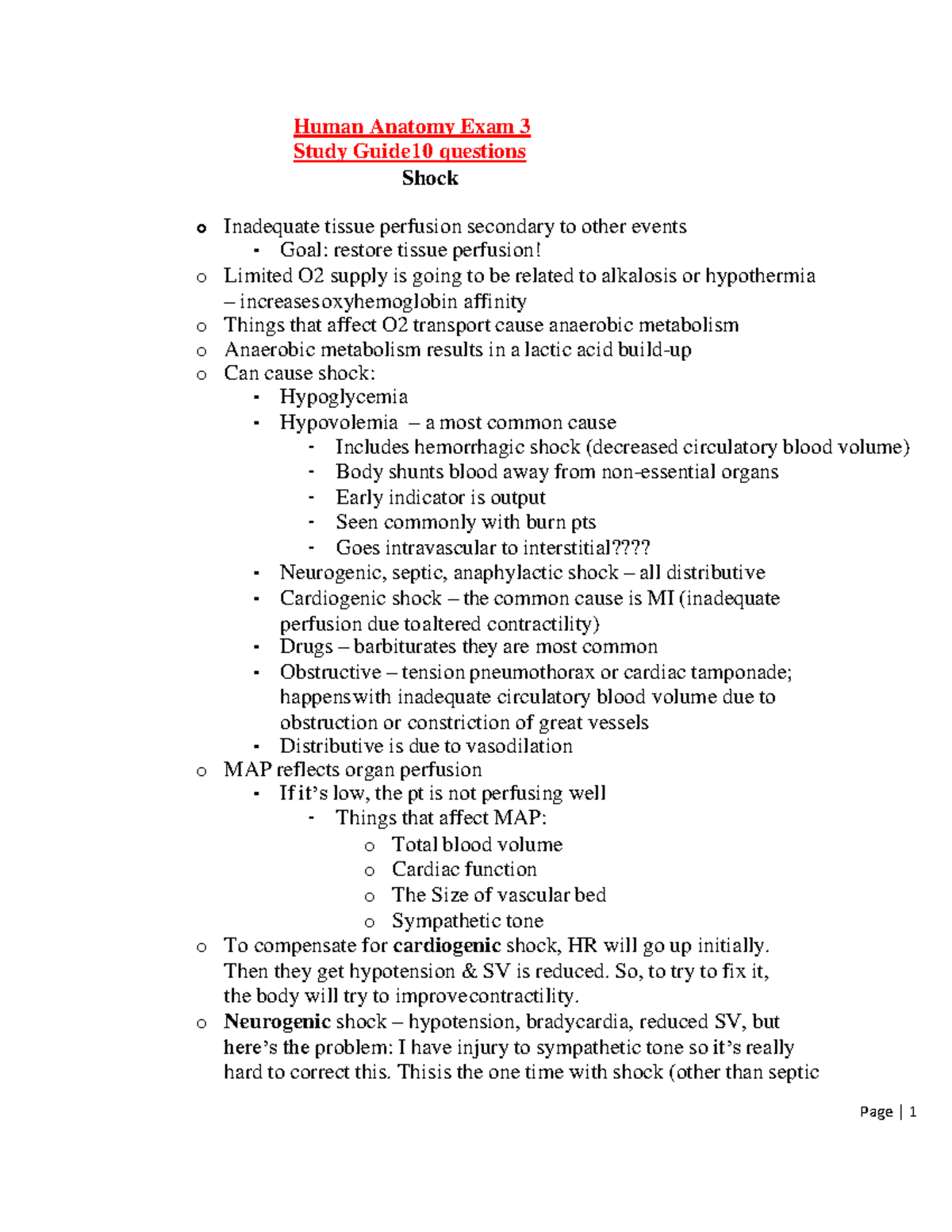 Human Anatomy Exam 3 Study Guide 10 questions Human Anatomy Exam 3