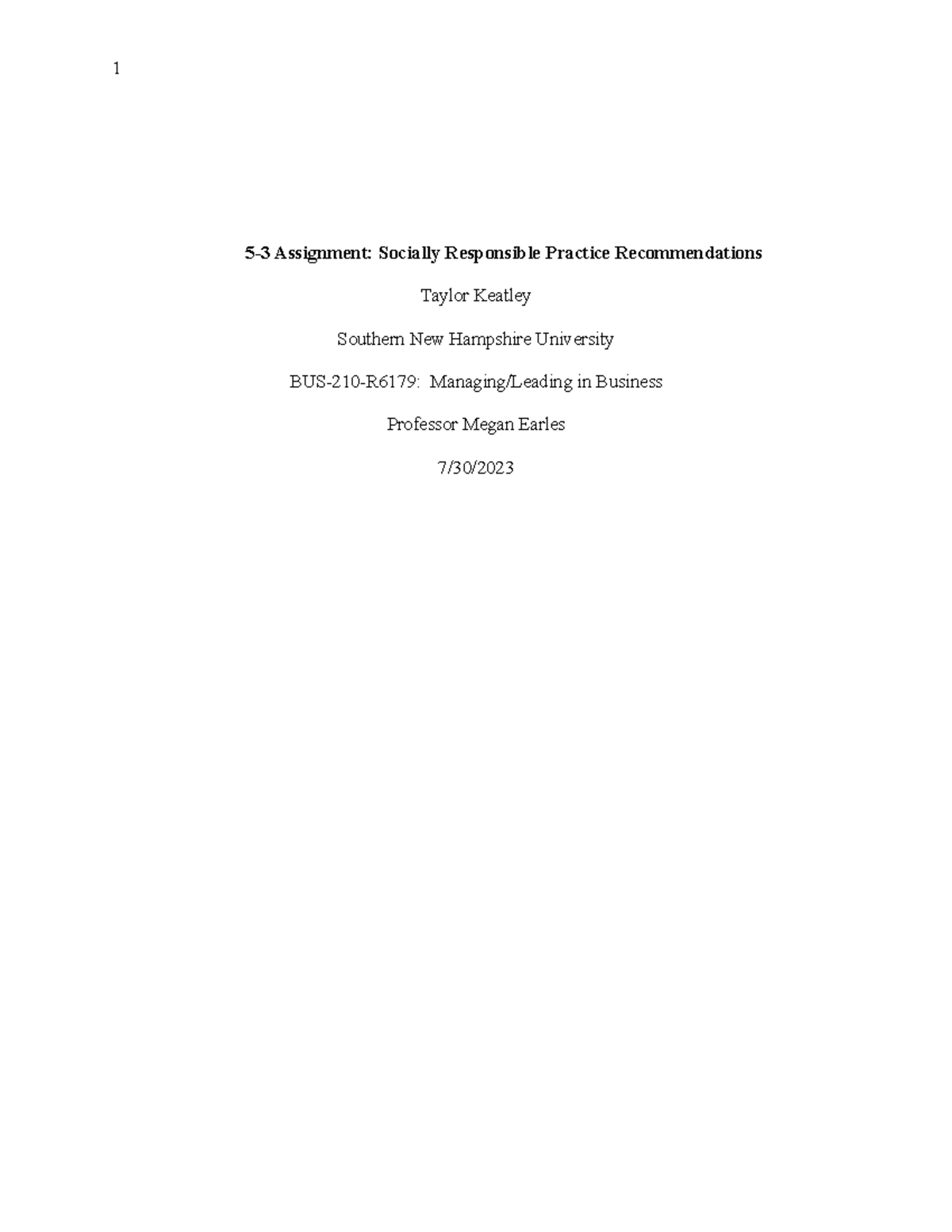 5-3 Assignment - Received an A - 5-3 Assignment: Socially Responsible ...