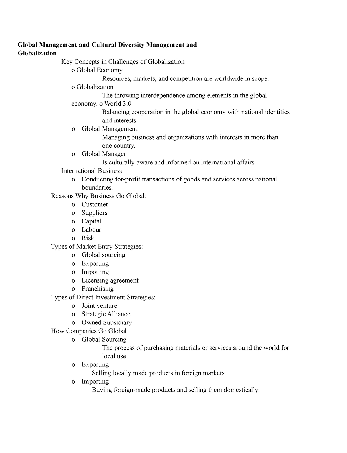 Global Management, Cultural Diversity Management and Globalization - o ...