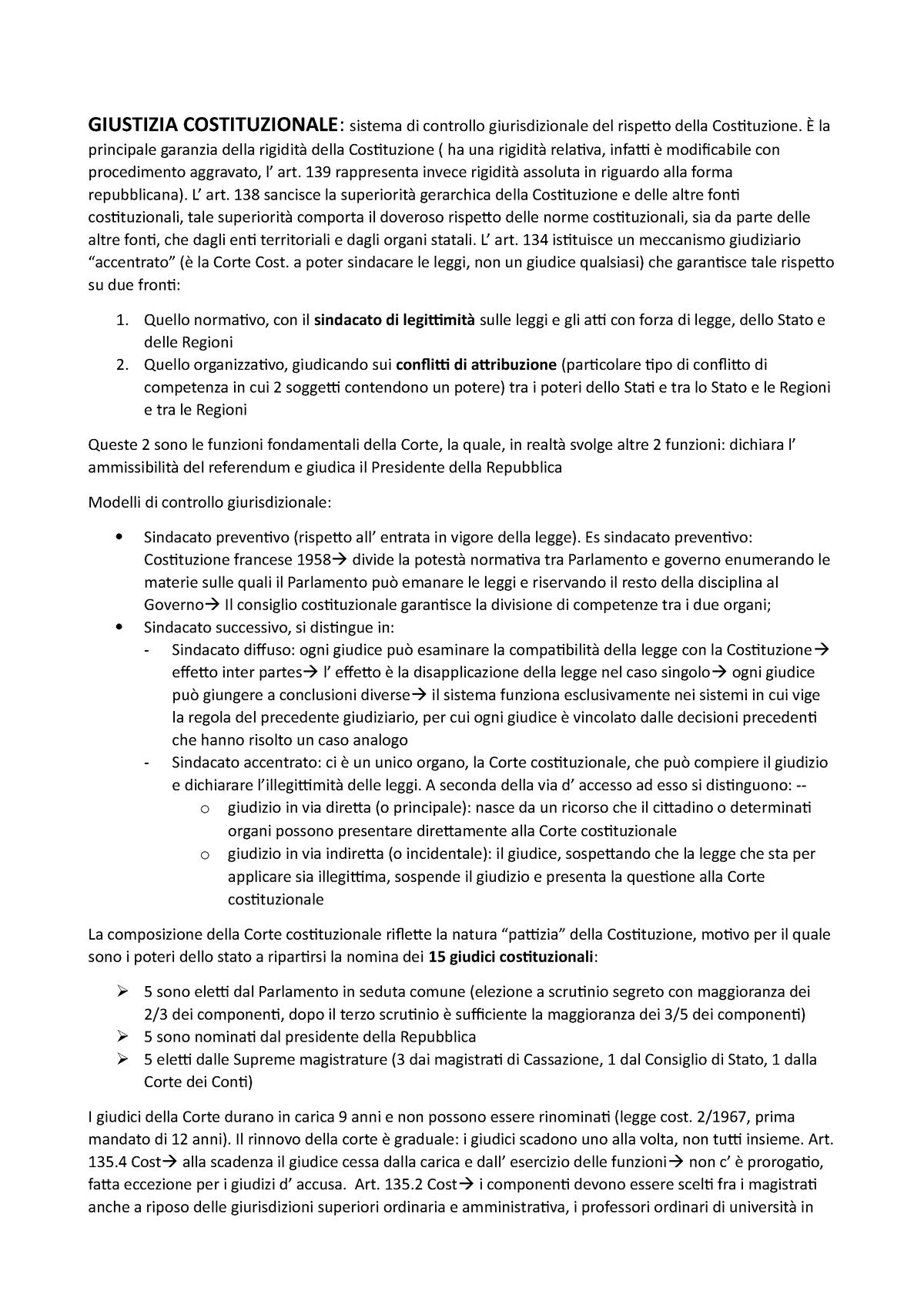 Giustizia Costituzionale Giustizia Costituzionale Sistema Di Controllo Giurisdizionale Del 