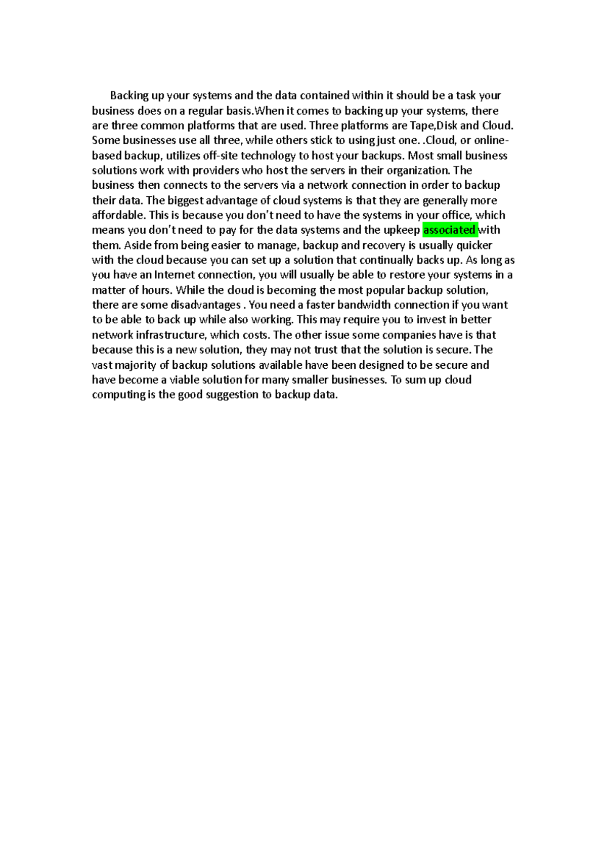 Backing up your systems and the data contained wit Three platforms