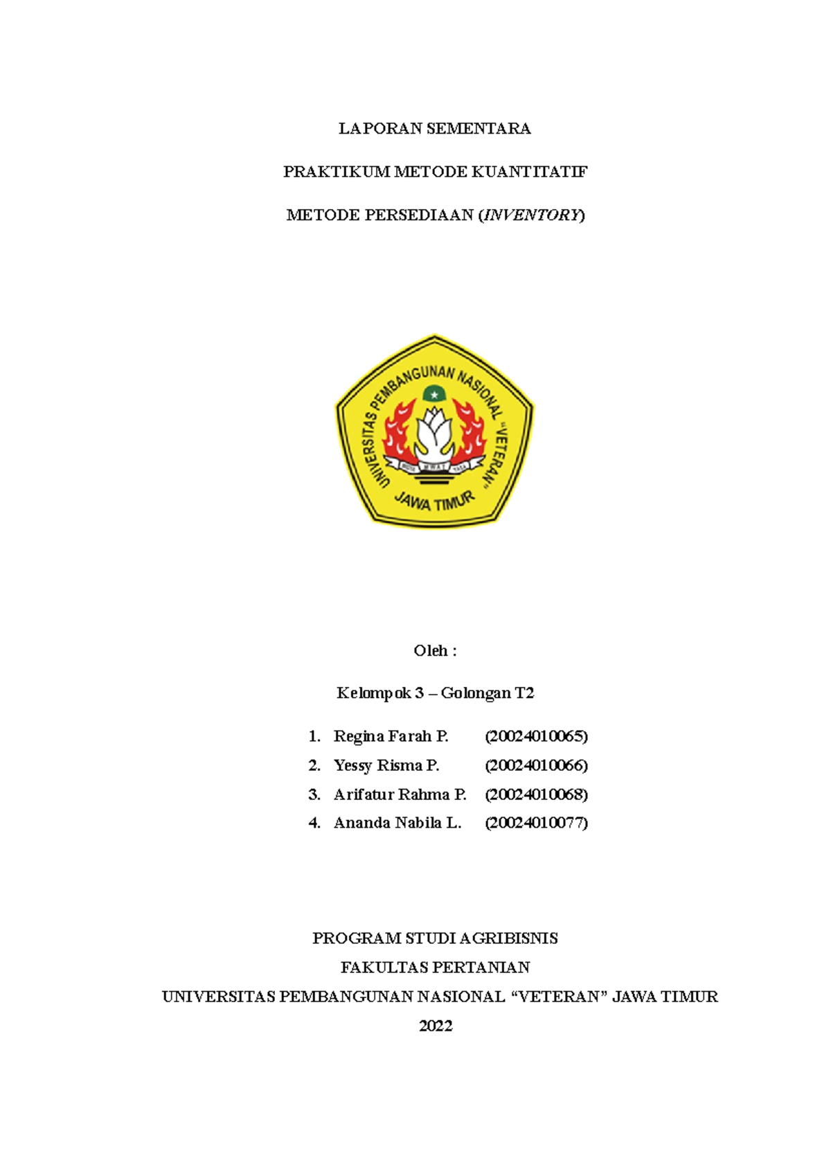 KEL 3 - Acara 5 Laporan - LAPORAN SEMENTARA PRAKTIKUM METODE ...