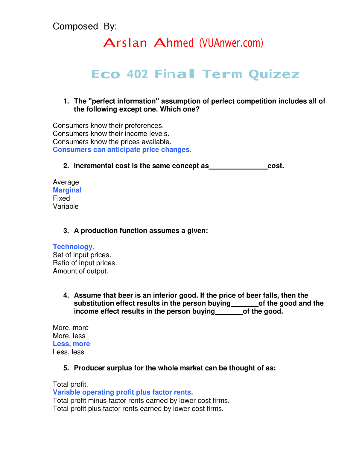 ECO402 Final Solved Quizez MCQs VUAnswer Arslan Ahmed VUAnwer Eco   Thumb 1200 1553 