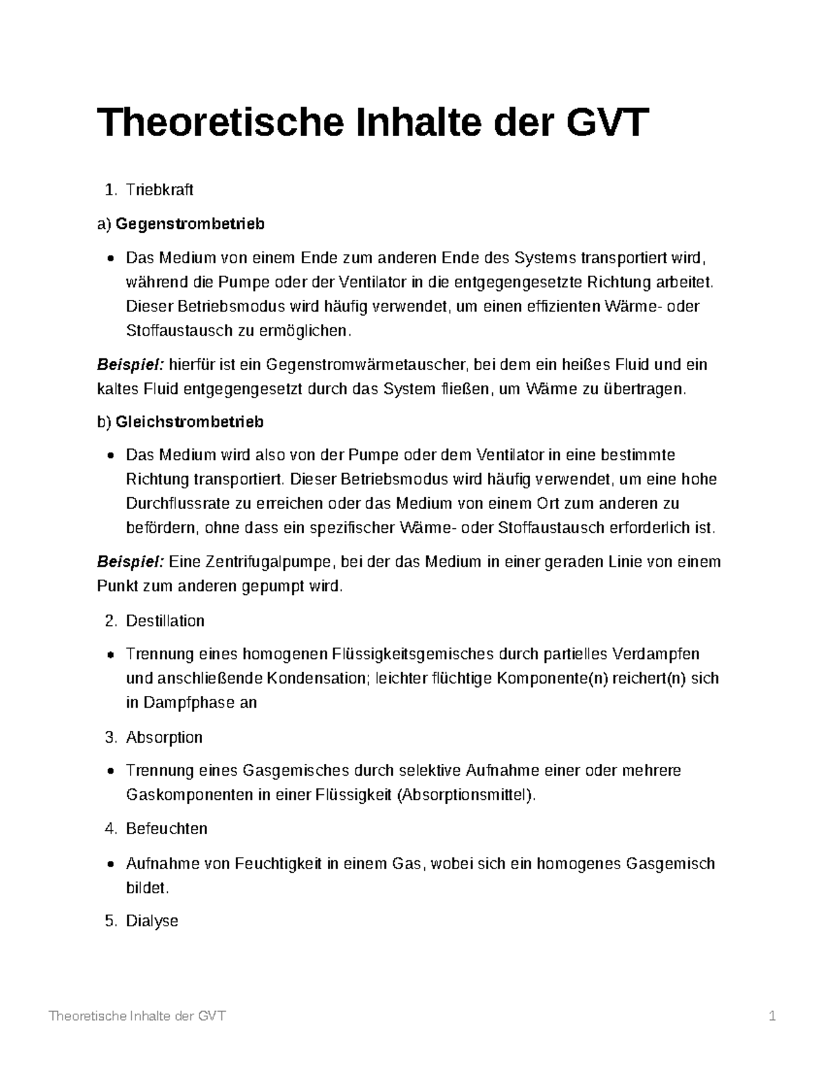 Theorie GVT Vorlesungsnotizen Theoretische Inhalte der GVT