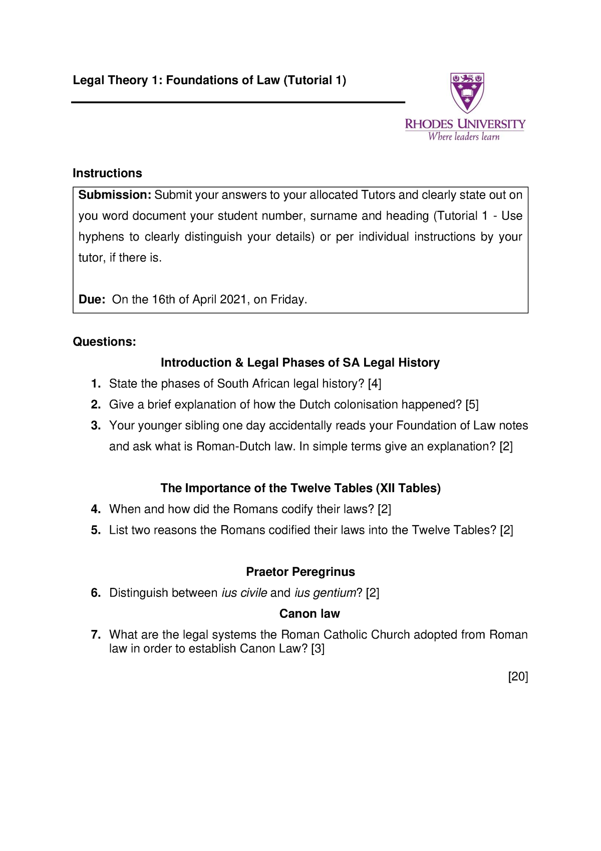 LT1 Tutorial 1 Questions - Legal Theory 1: Foundations Of Law (Tutorial ...