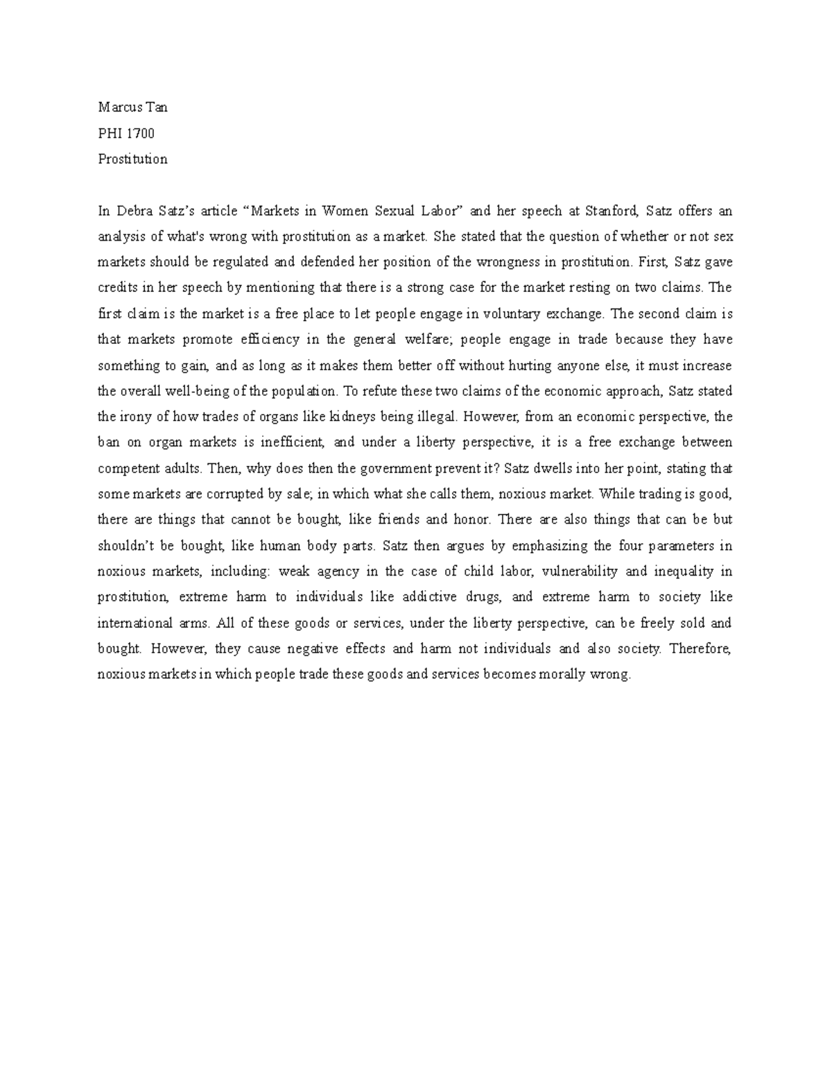 prostitution ethics essay